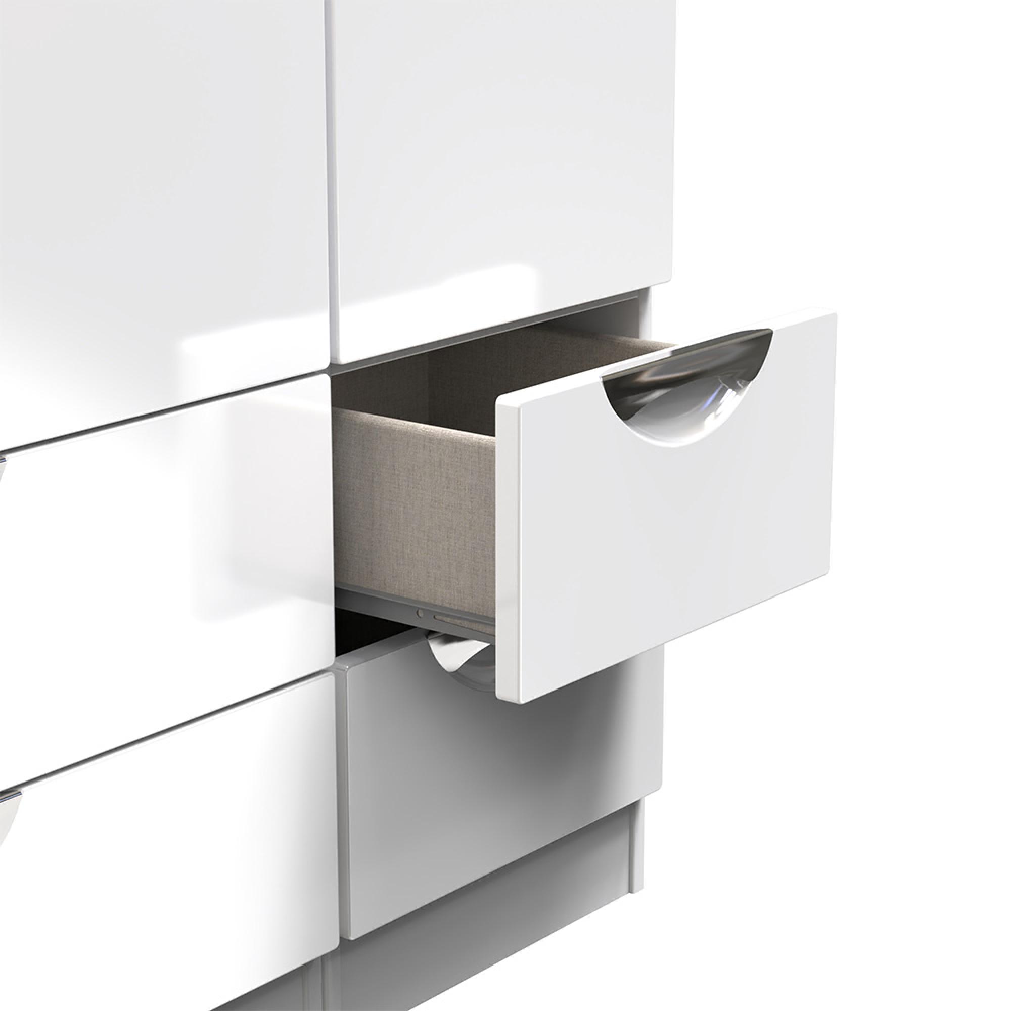 Camden Wardrobe - 3 Door - 4 Drawers - Tall Triple - White Gloss