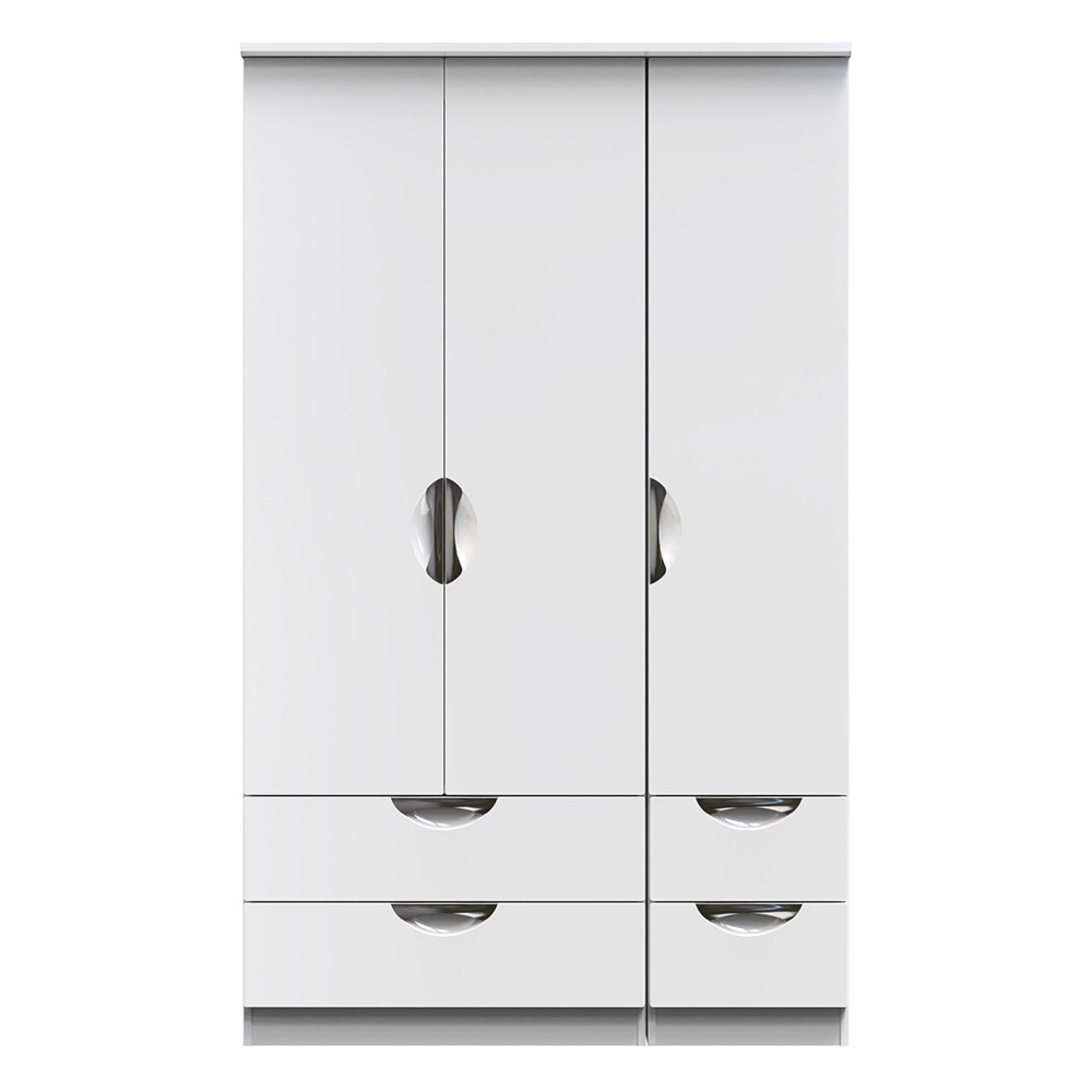 Camden Wardrobe - 3 Door - 4 Drawers - Triple - White Gloss