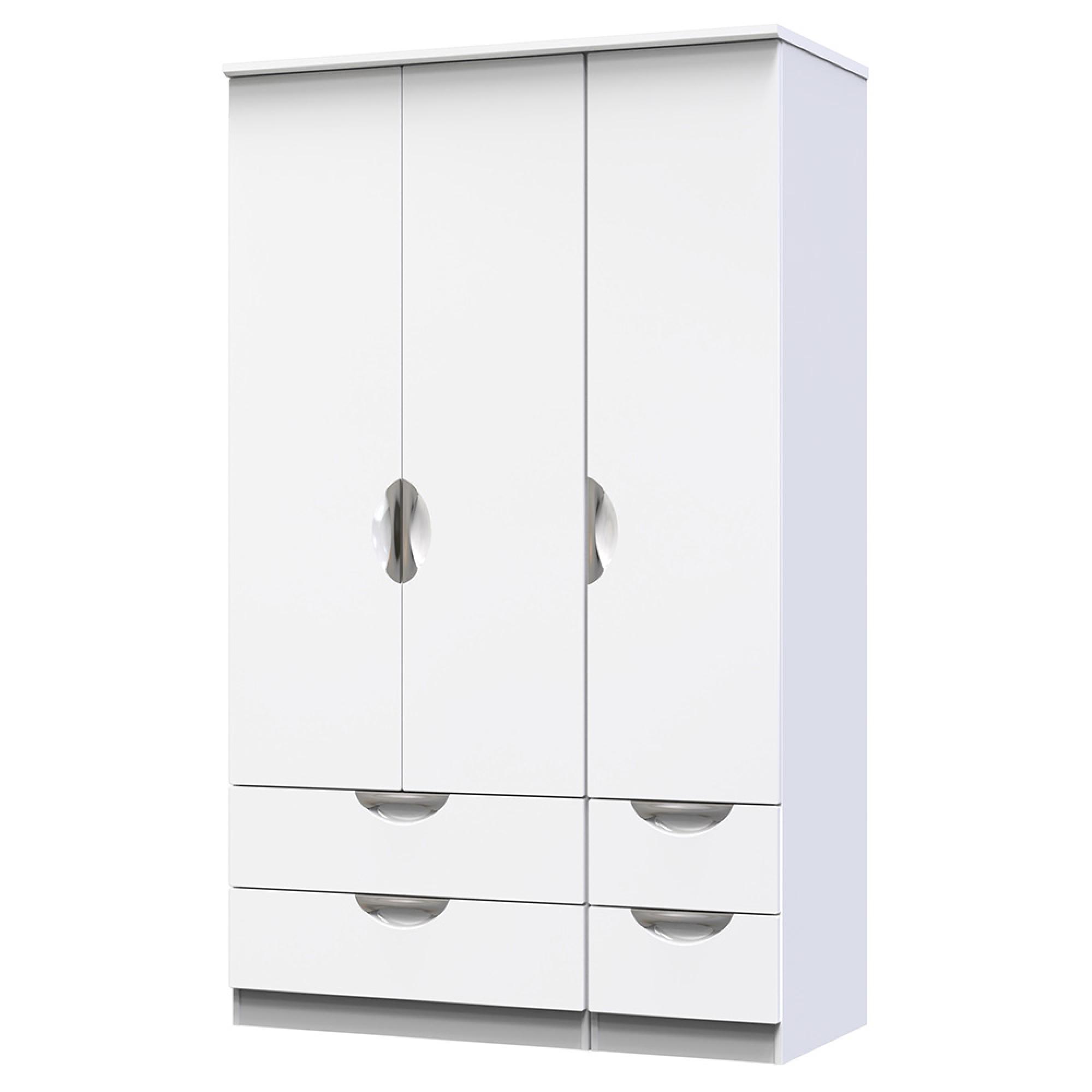 Camden Wardrobe - 3 Door - 4 Drawers - Triple - White Gloss