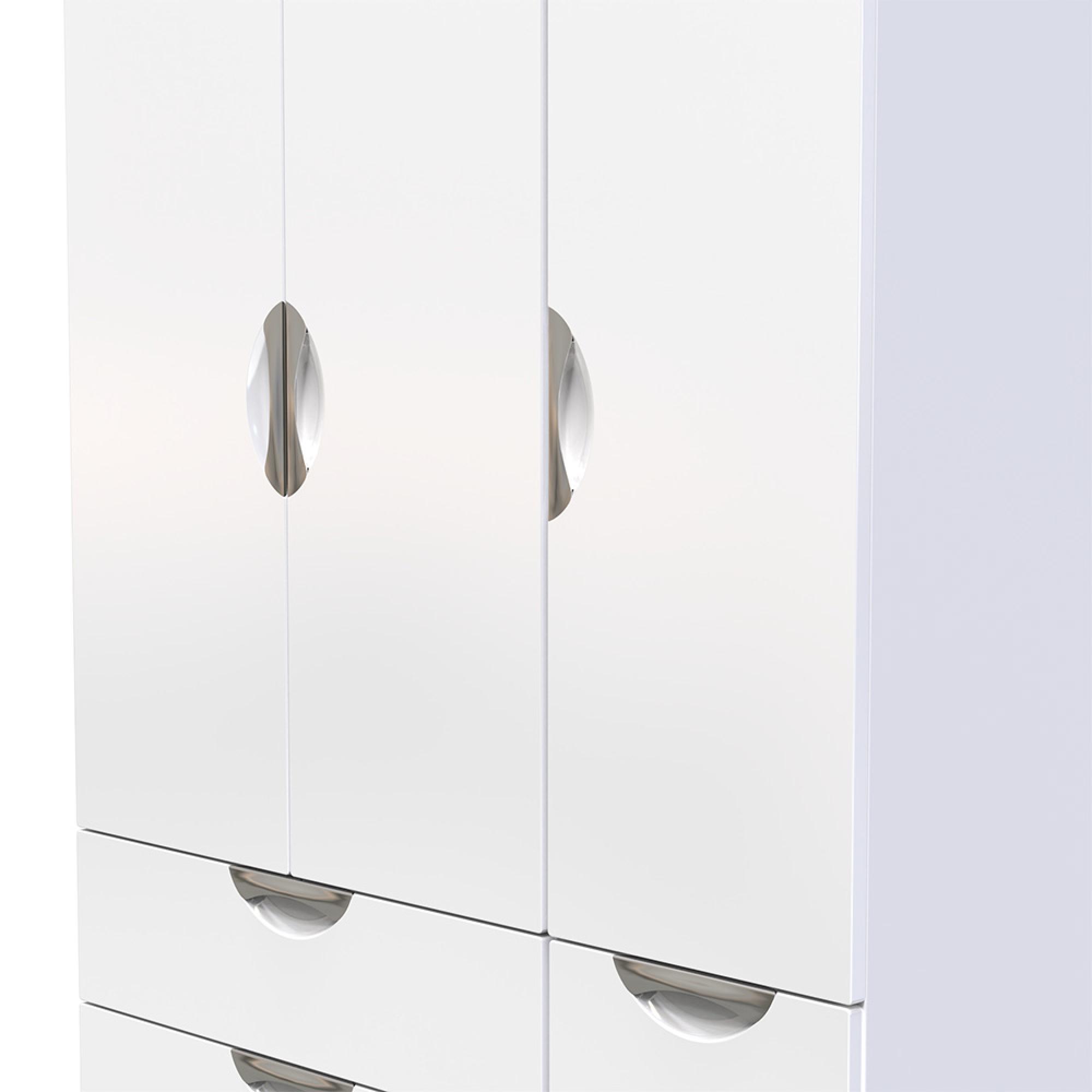 Camden Wardrobe - 3 Door - 4 Drawers - Triple - White Gloss
