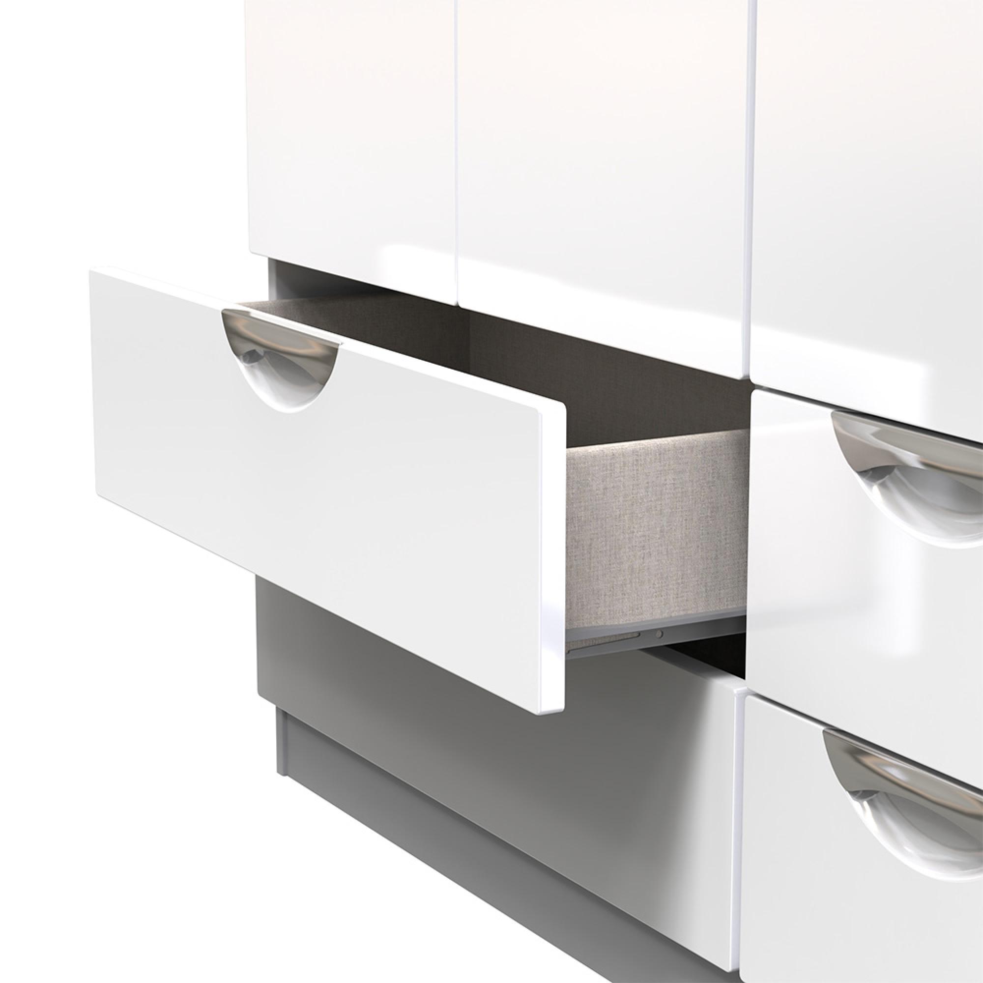 Camden Wardrobe - 3 Door - 4 Drawers - Triple - White Gloss