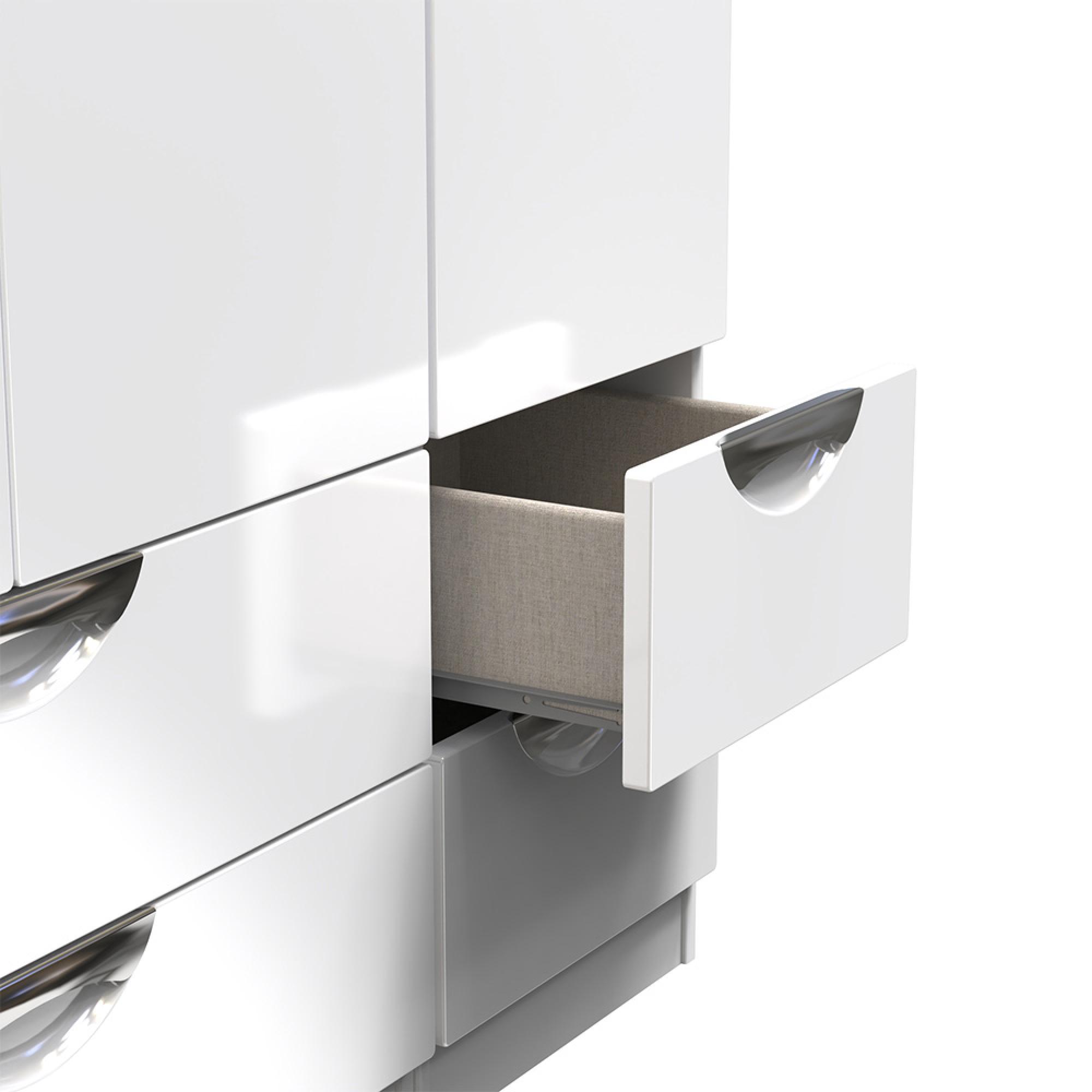 Camden Wardrobe - 3 Door - 4 Drawers - Triple - White Gloss