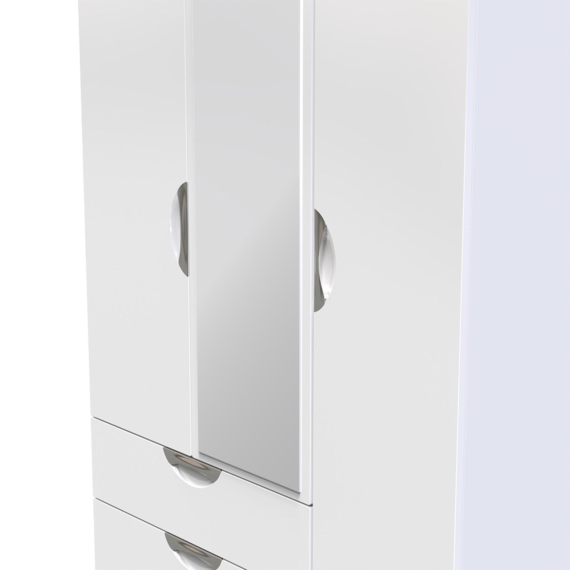 Camden Wardrobe - 3 Door - Combi with 1 Mirror - LHF 2 Drawers - White Gloss