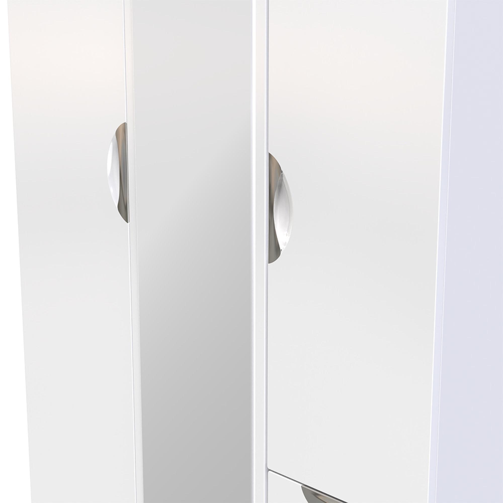 Camden Wardrobe - 3 Door - Combi with 1 Mirror - RHF 2 Drawers - White Gloss