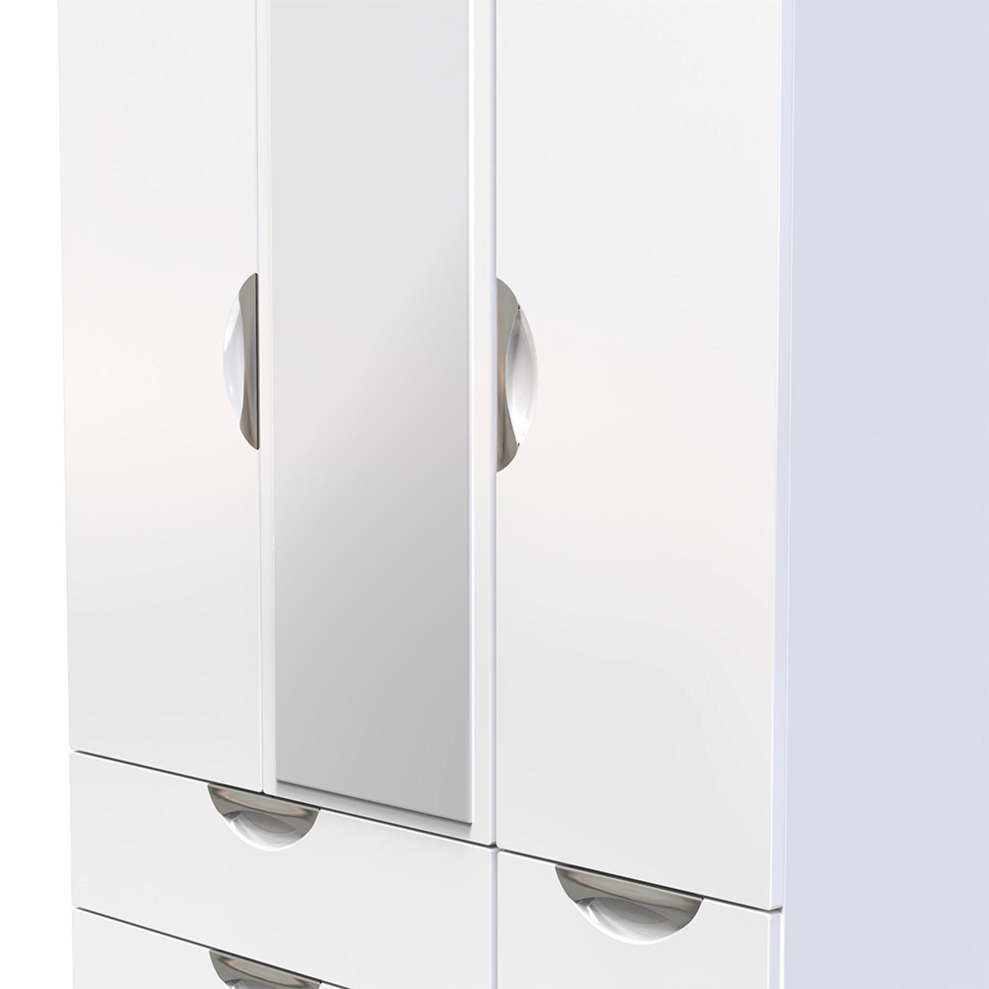 Camden Wardrobe - 3 Door - Combi with 1 Mirror - White Gloss