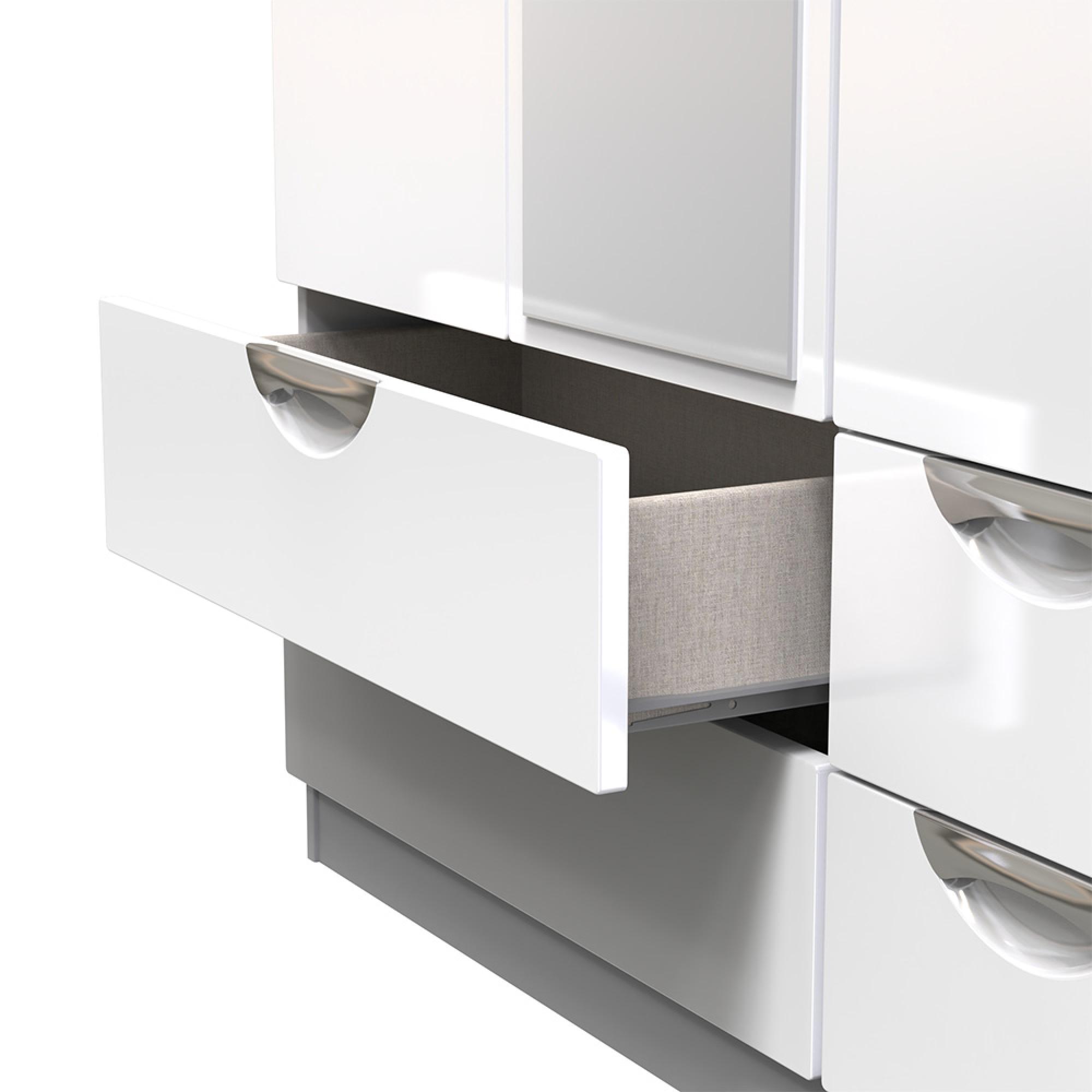 Camden Wardrobe - 3 Door - Combi with 1 Mirror - White Gloss