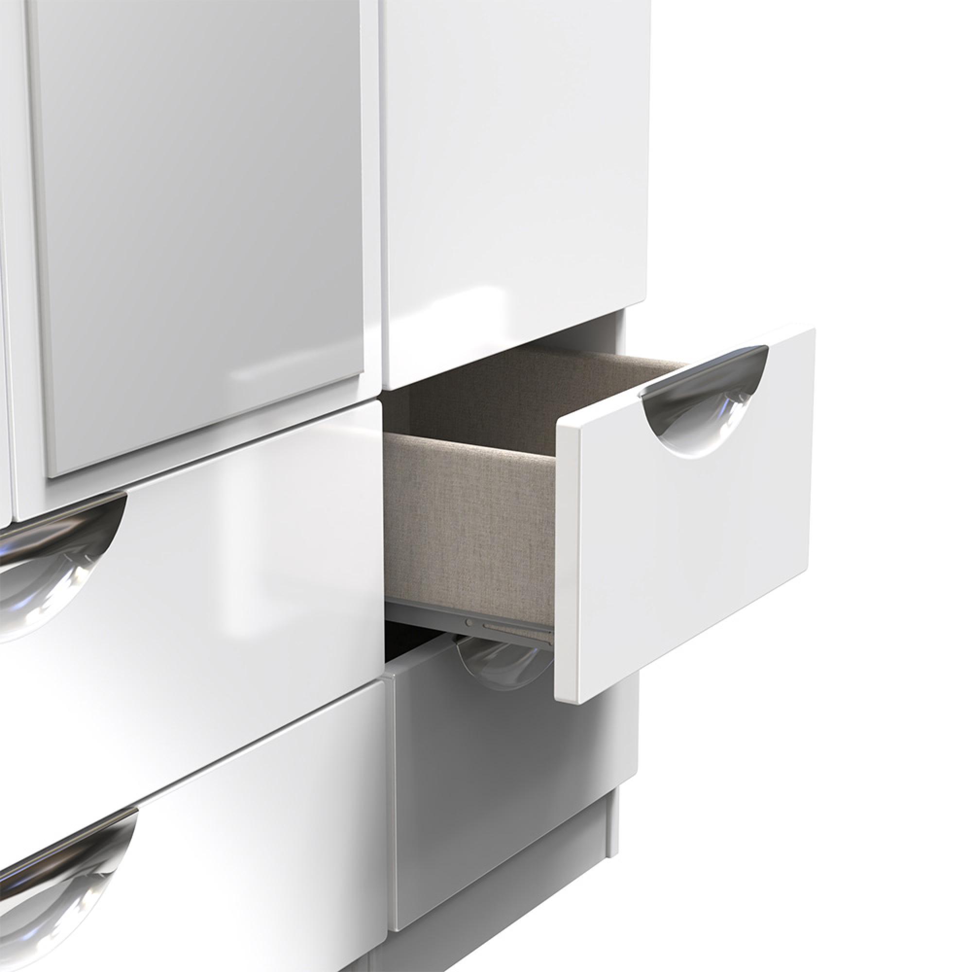 Camden Wardrobe - 3 Door - Combi with 1 Mirror - White Gloss
