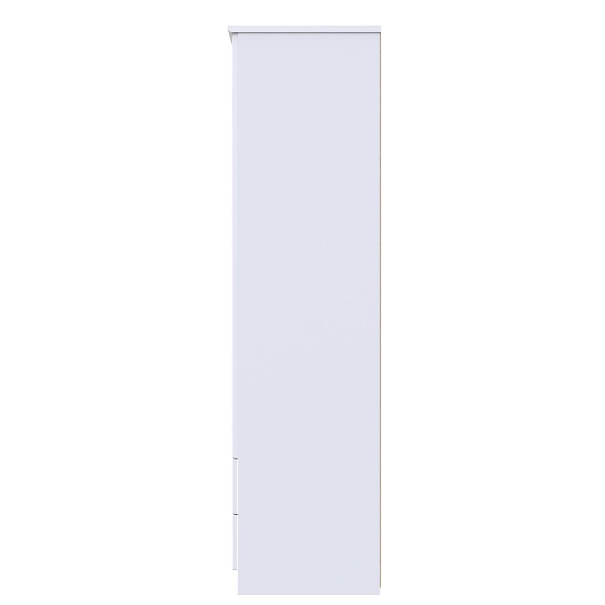 Camden Wardrobe - 3 Door - Tall Combi - with 1 Mirror - RHF 2 Drawers - White Gloss