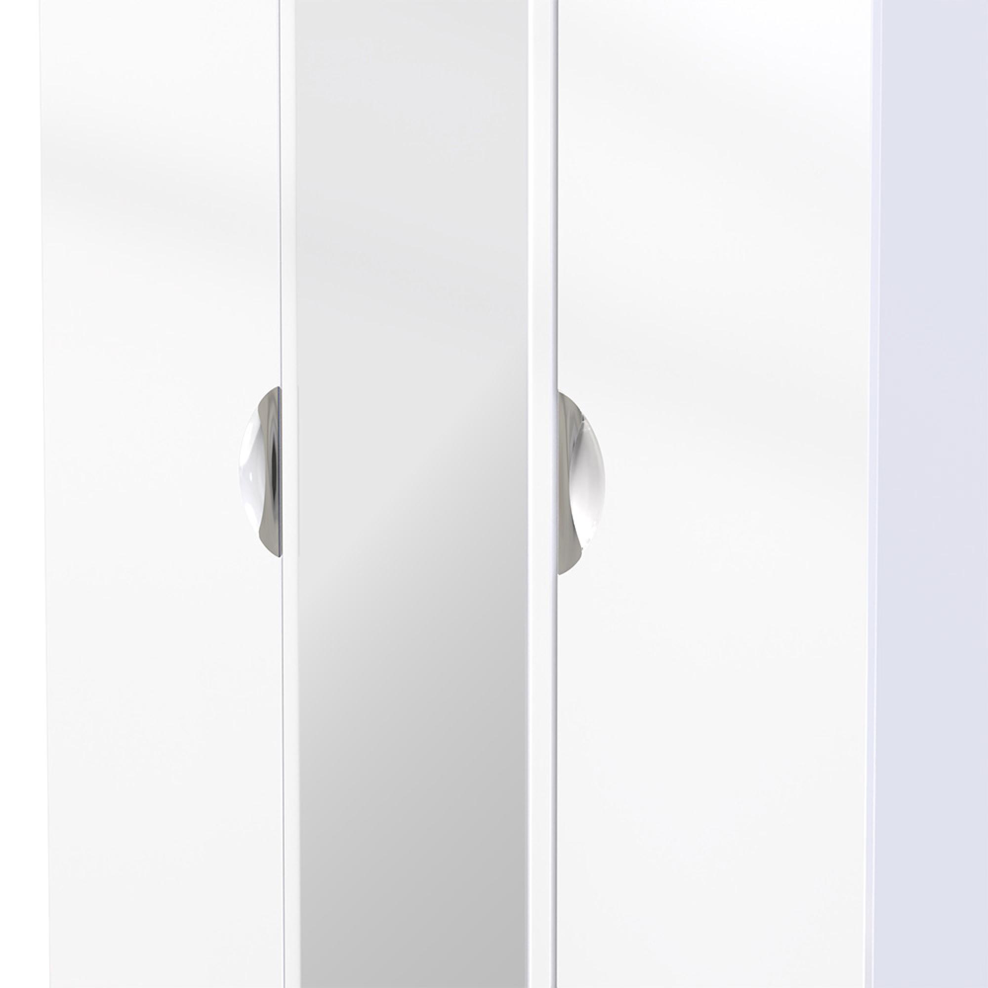Camden Wardrobe - 3 Door - Tall Combi - with 1 Mirror - RHF 2 Drawers - White Gloss