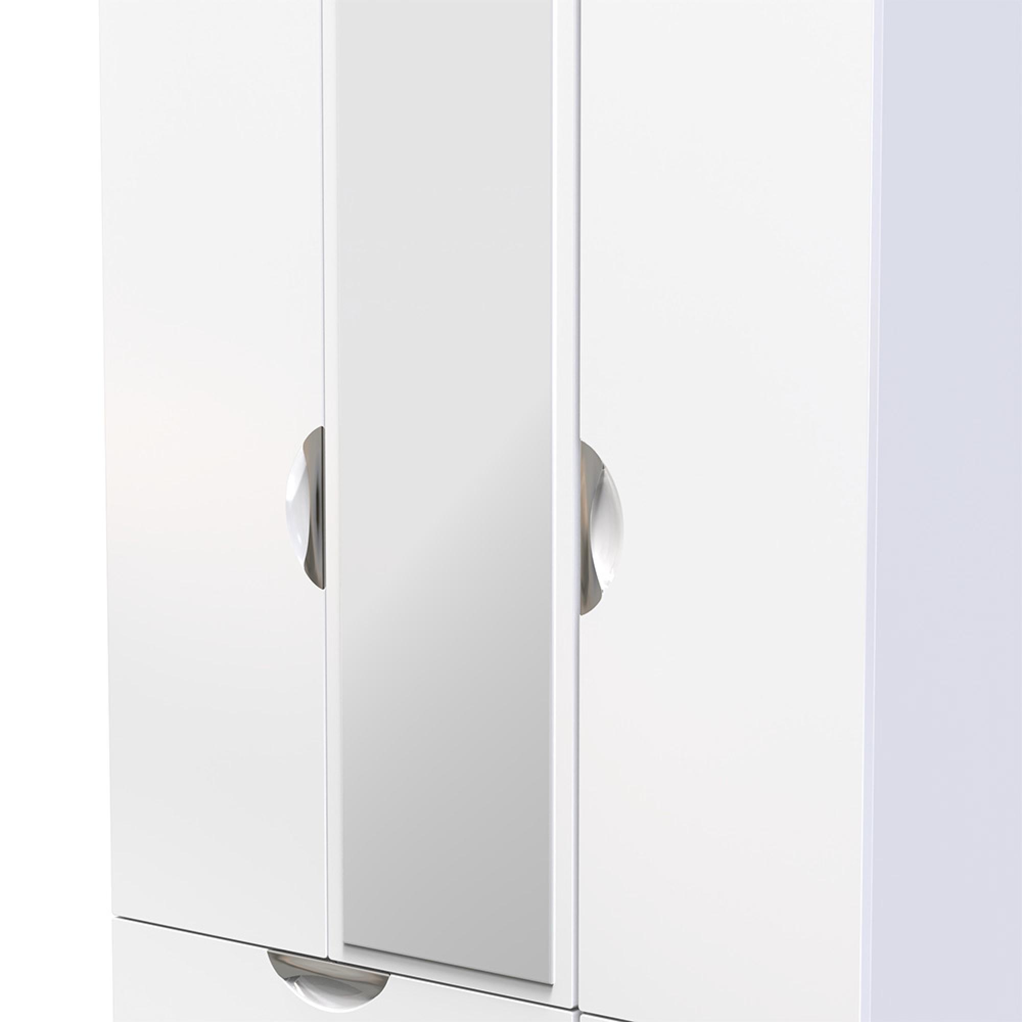 Camden Wardrobe - 3 Door - Tall Combi with 1 Mirror - White Gloss