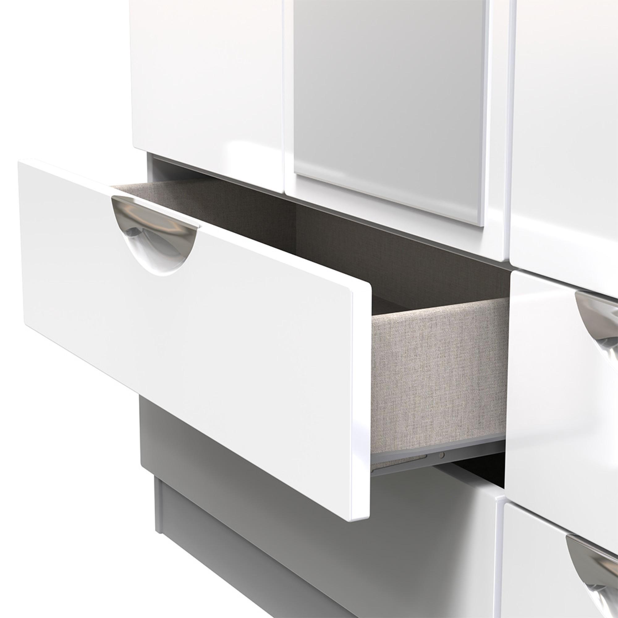 Camden Wardrobe - 3 Door - Tall Combi with 1 Mirror - White Gloss