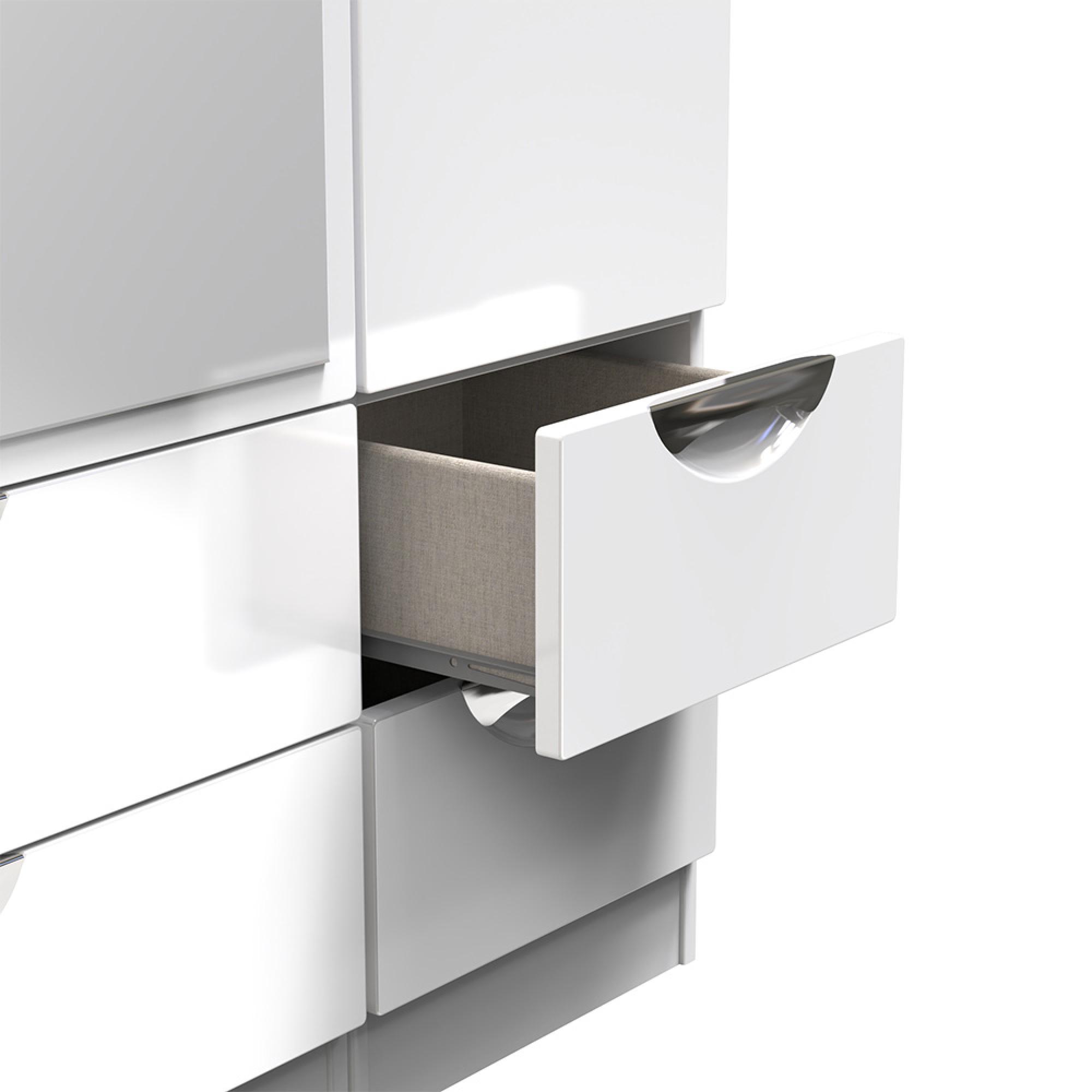 Camden Wardrobe - 3 Door - Tall Combi with 1 Mirror - White Gloss