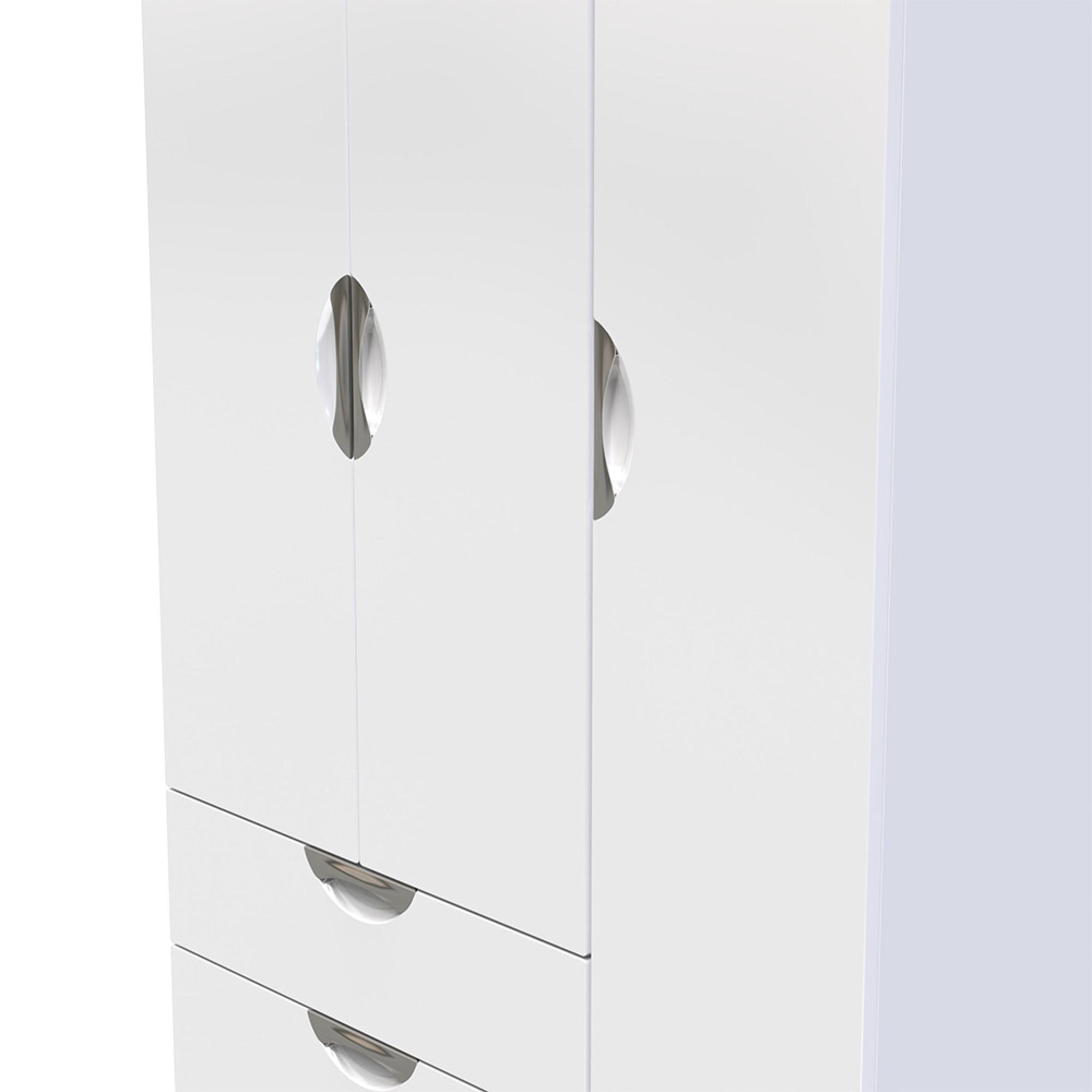 Camden Wardrobe - 3 Door - Tall Triple - LHF 2 Drawers - White Gloss