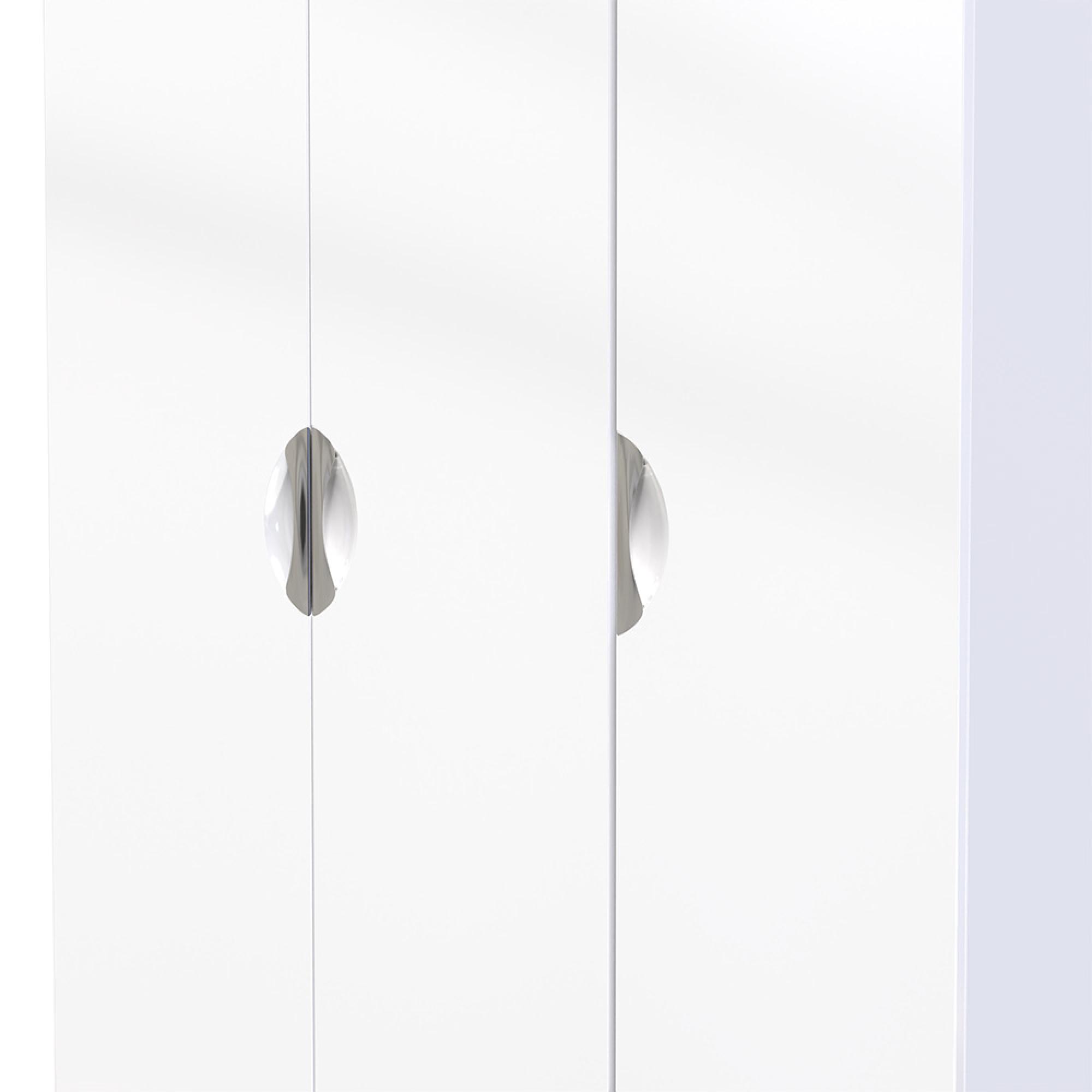 Camden Wardrobe - 3 Door - Tall Triple - RHF 2 Drawers - White Gloss