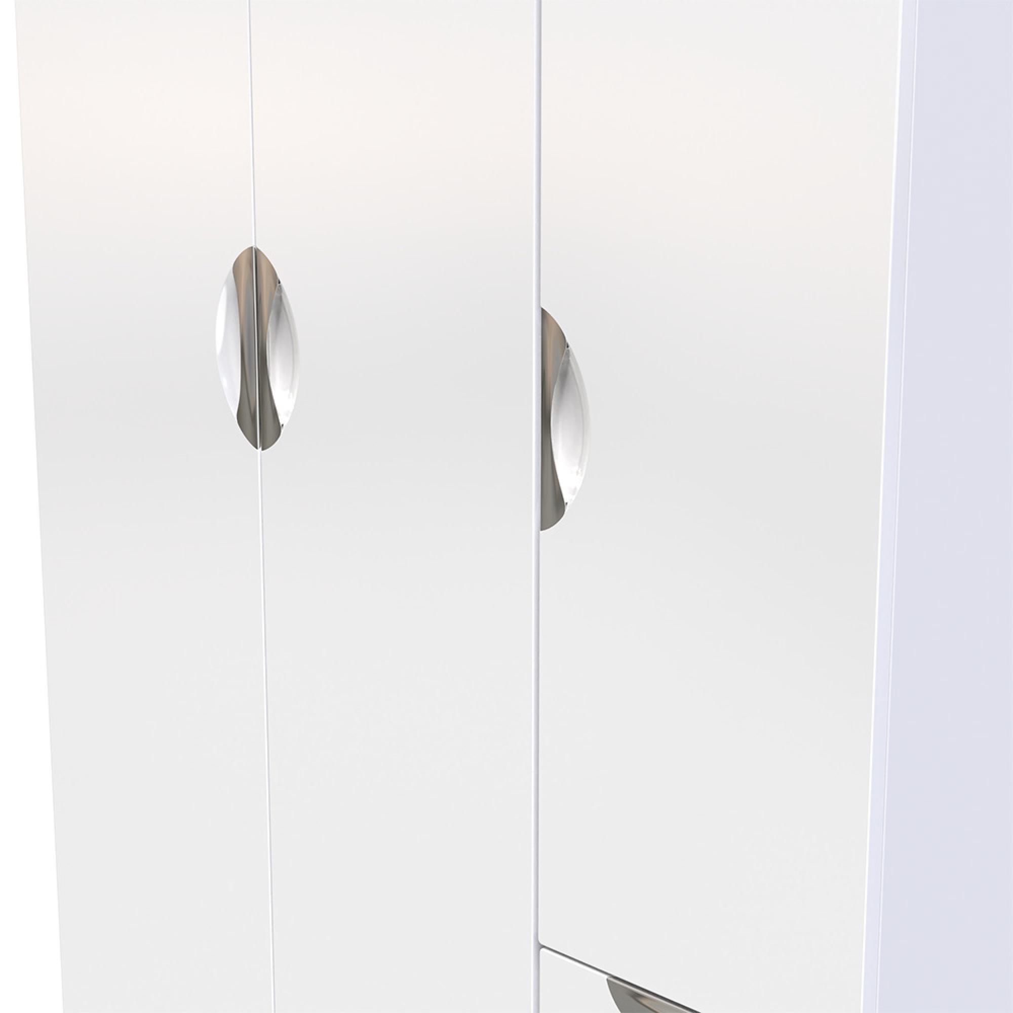 Camden Wardrobe - 3 Door - Triple - RHF 2 Drawers - White Gloss