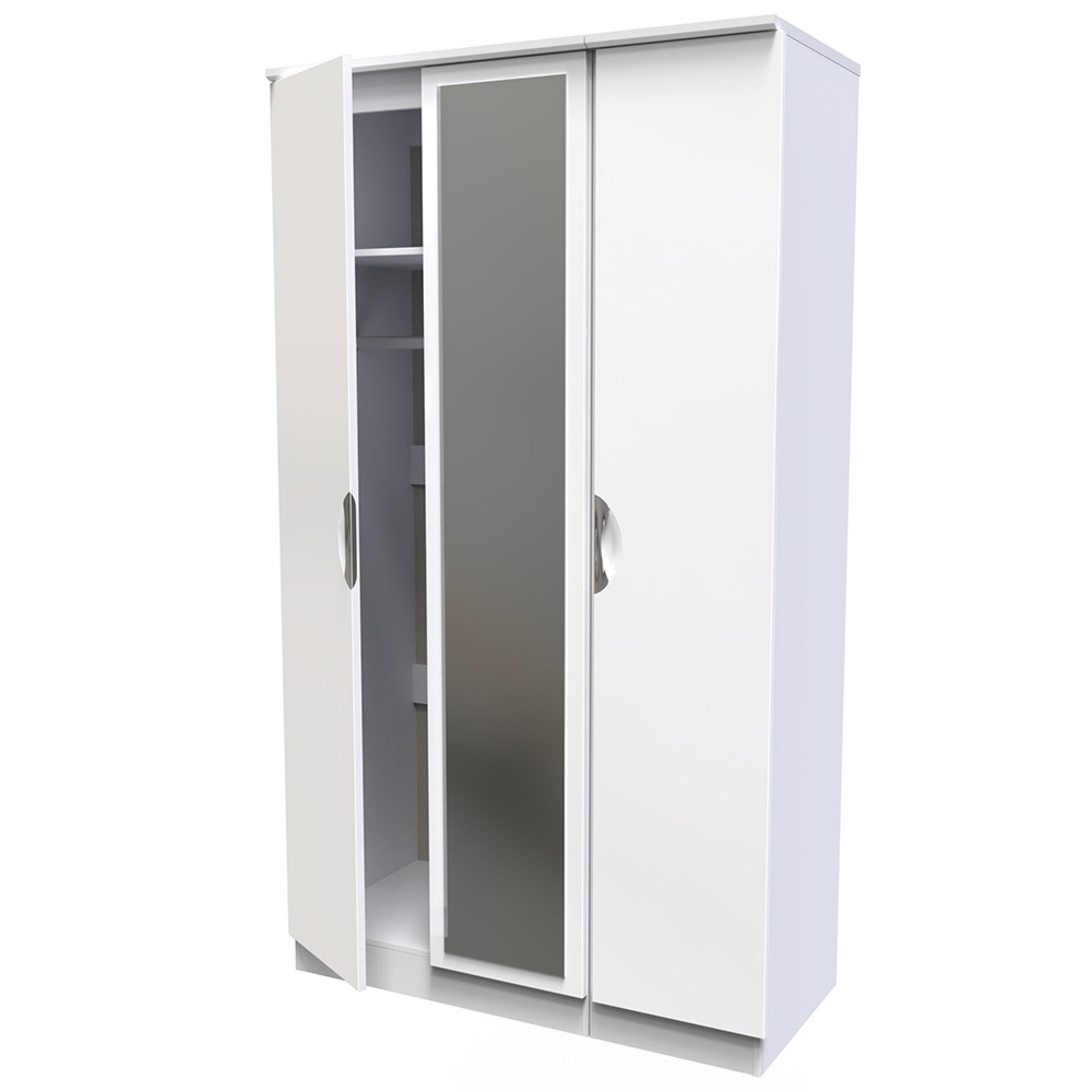 Camden Wardrobe - 3 Door - Triple with 1 Mirror - White Gloss
