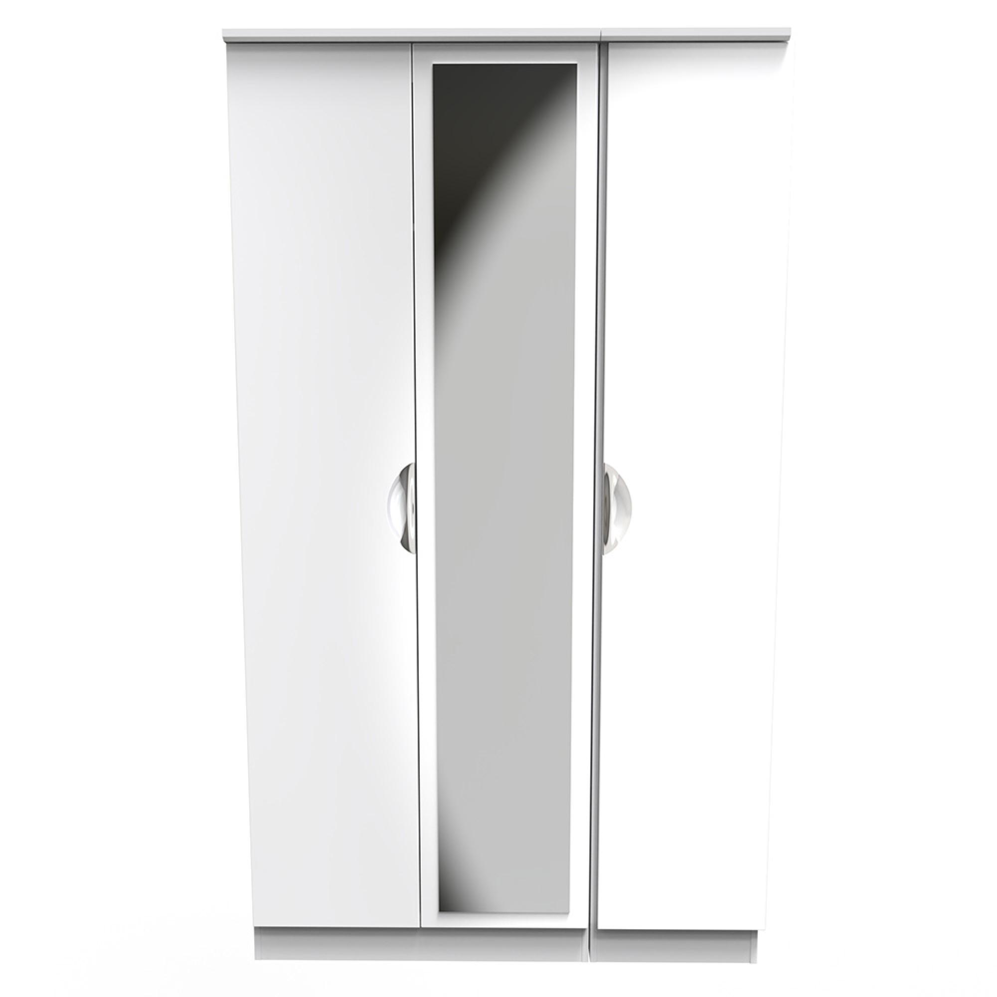 Camden Wardrobe - 3 Door - Triple with 1 Mirror - White Gloss