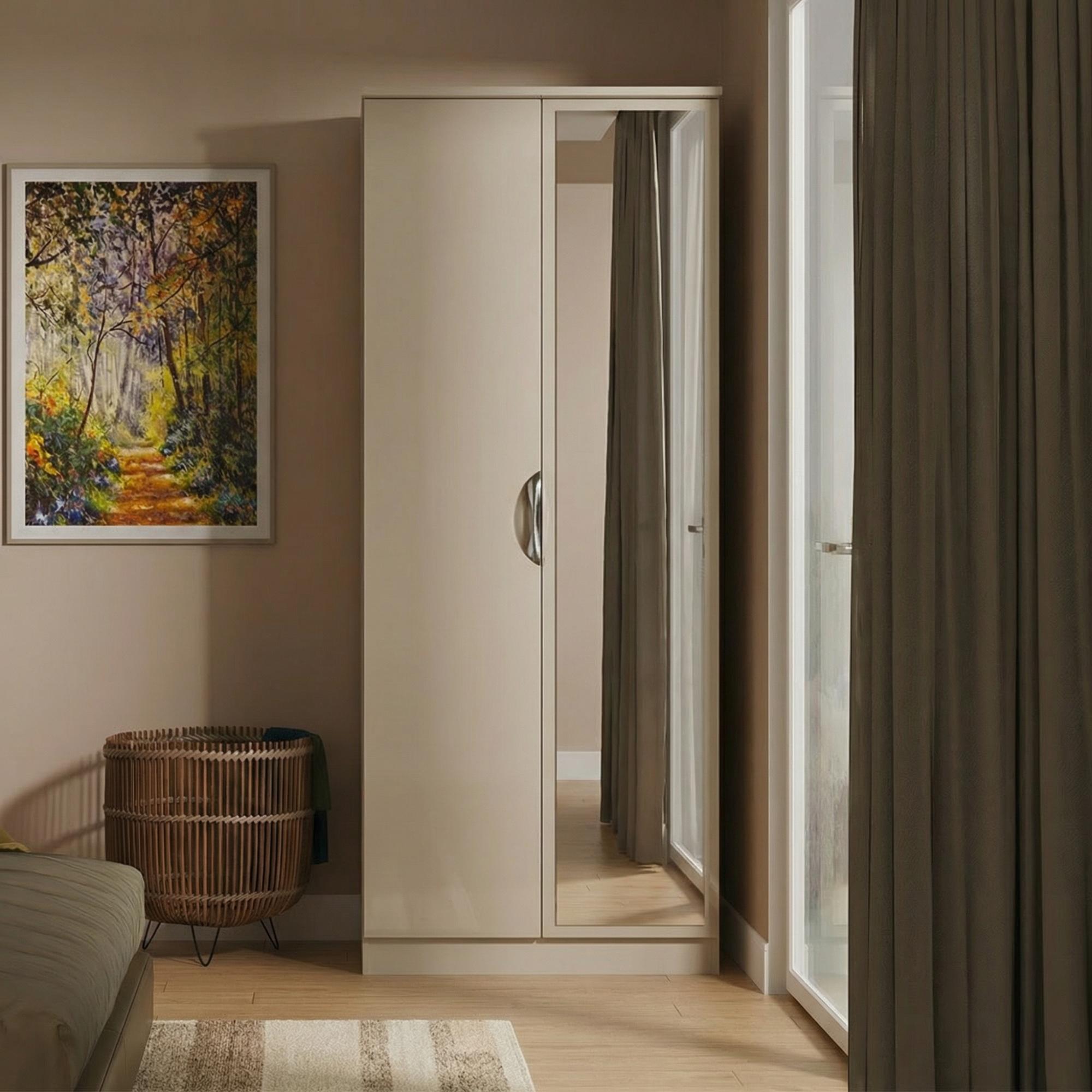 Camden Wardrobe - 2 Door with 1 Mirror - Cashmere