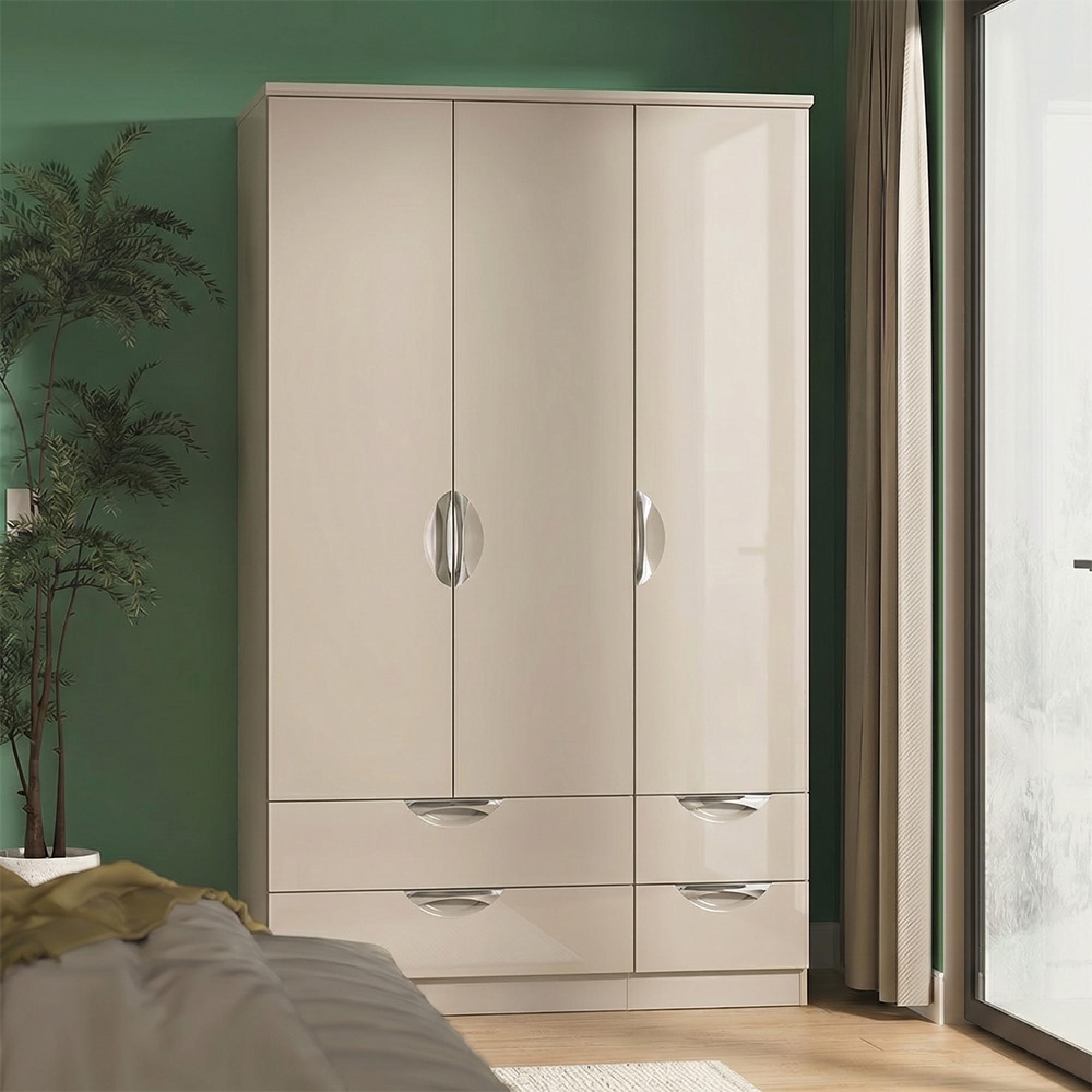 Camden Wardrobe - 3 Door - 4 Drawers - Tall Triple - Cashmere