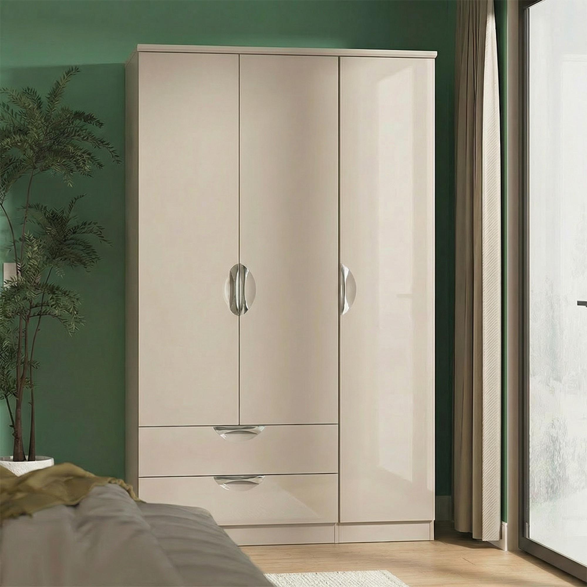Camden Wardrobe - 3 Door - Tall Triple - LHF 2 Drawers - Cashmere