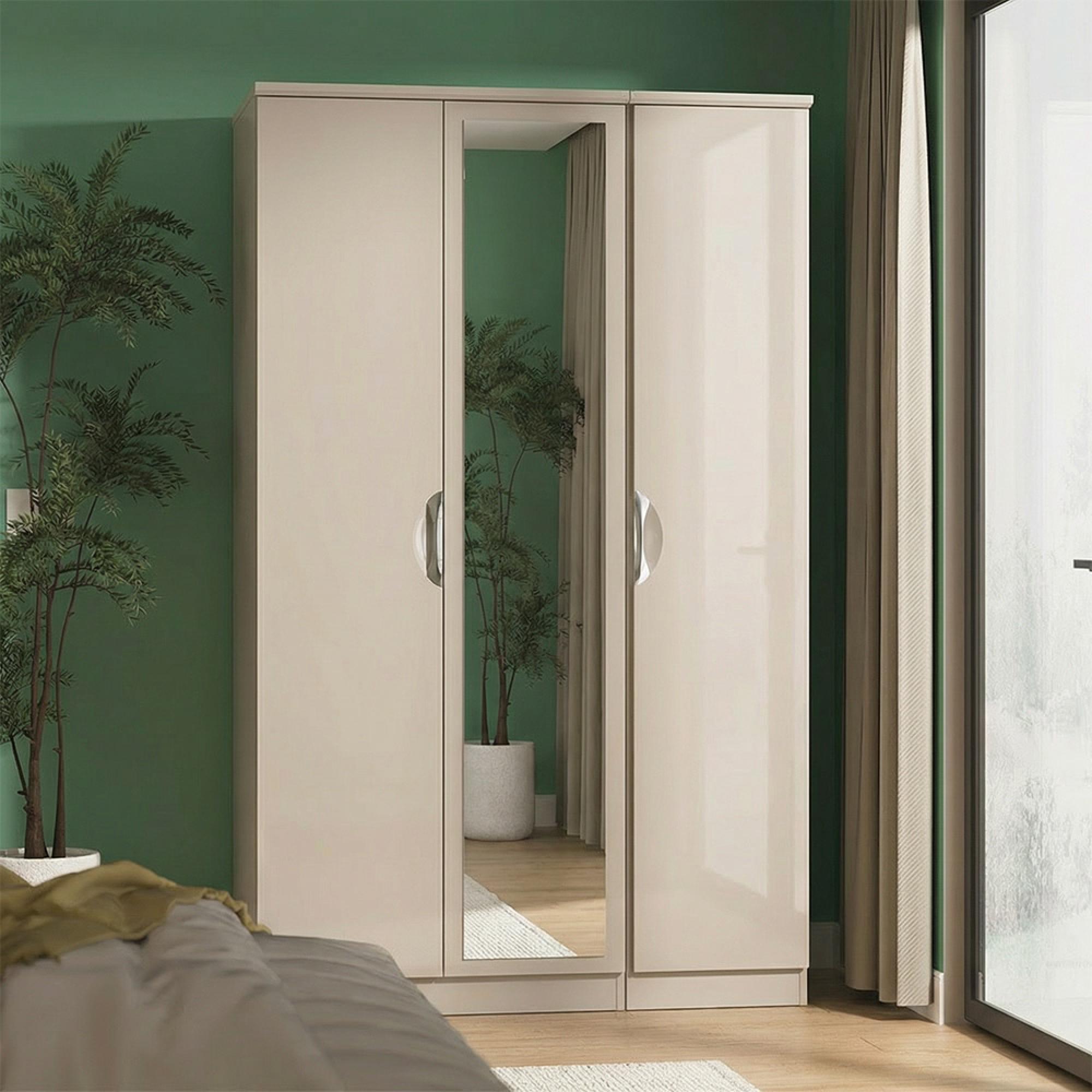 Camden Wardrobe - 3 Door - Tall Triple with 1 Mirror - Cashmere
