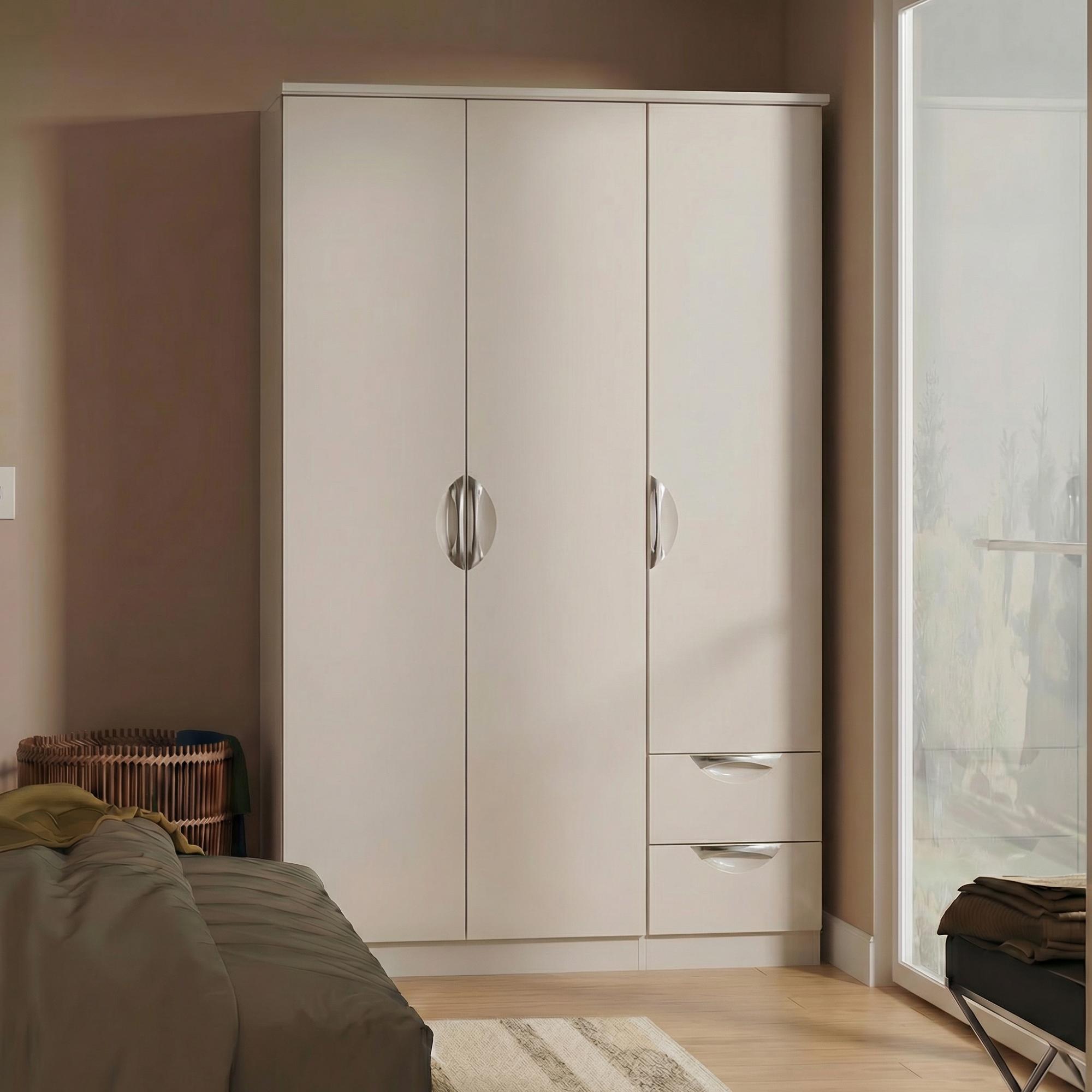 Camden Wardrobe - 3 Door - Triple - with RHF 2 Drawers - Cashmere