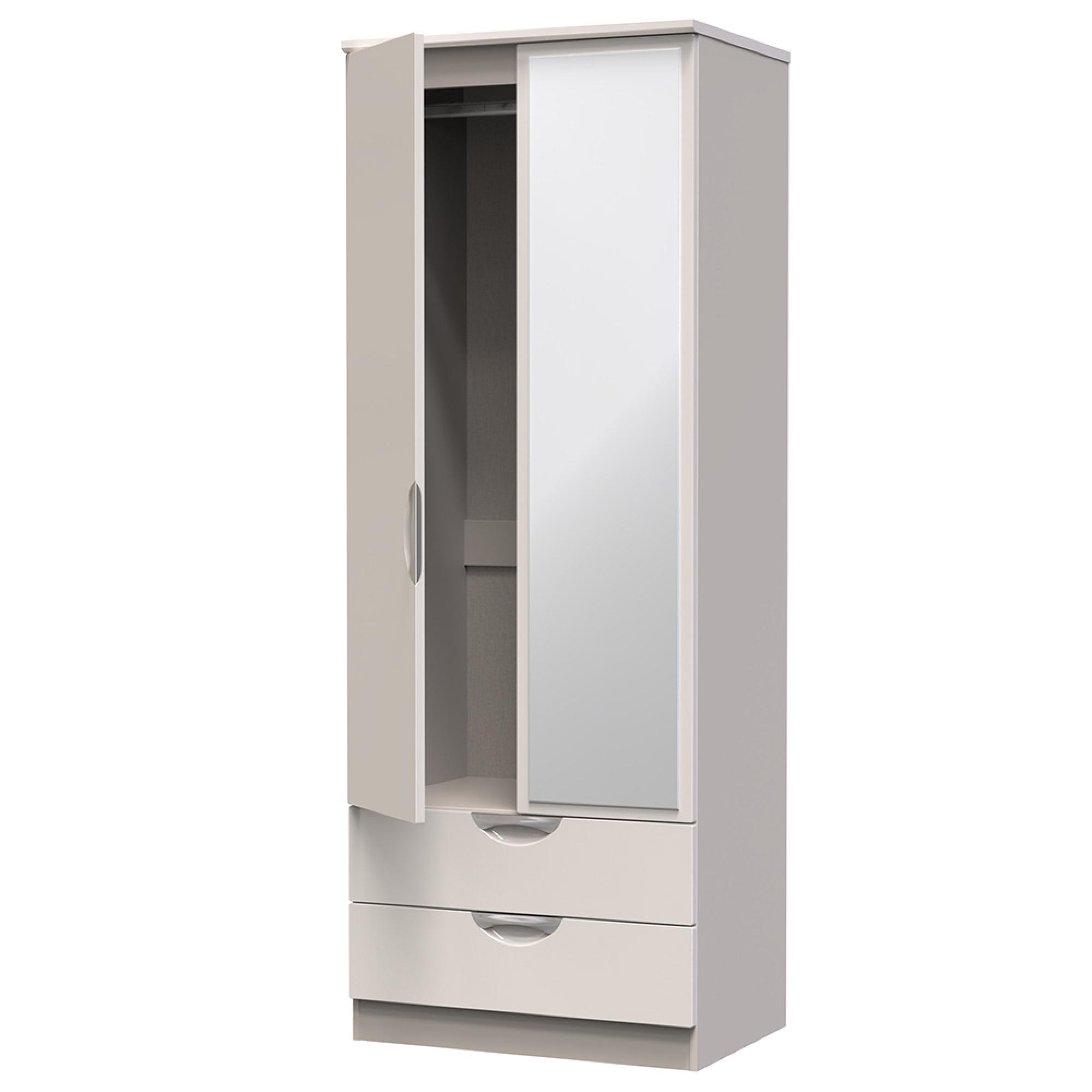 Camden Wardrobe - 2 Door - Combi with 1 Mirror - Cashmere