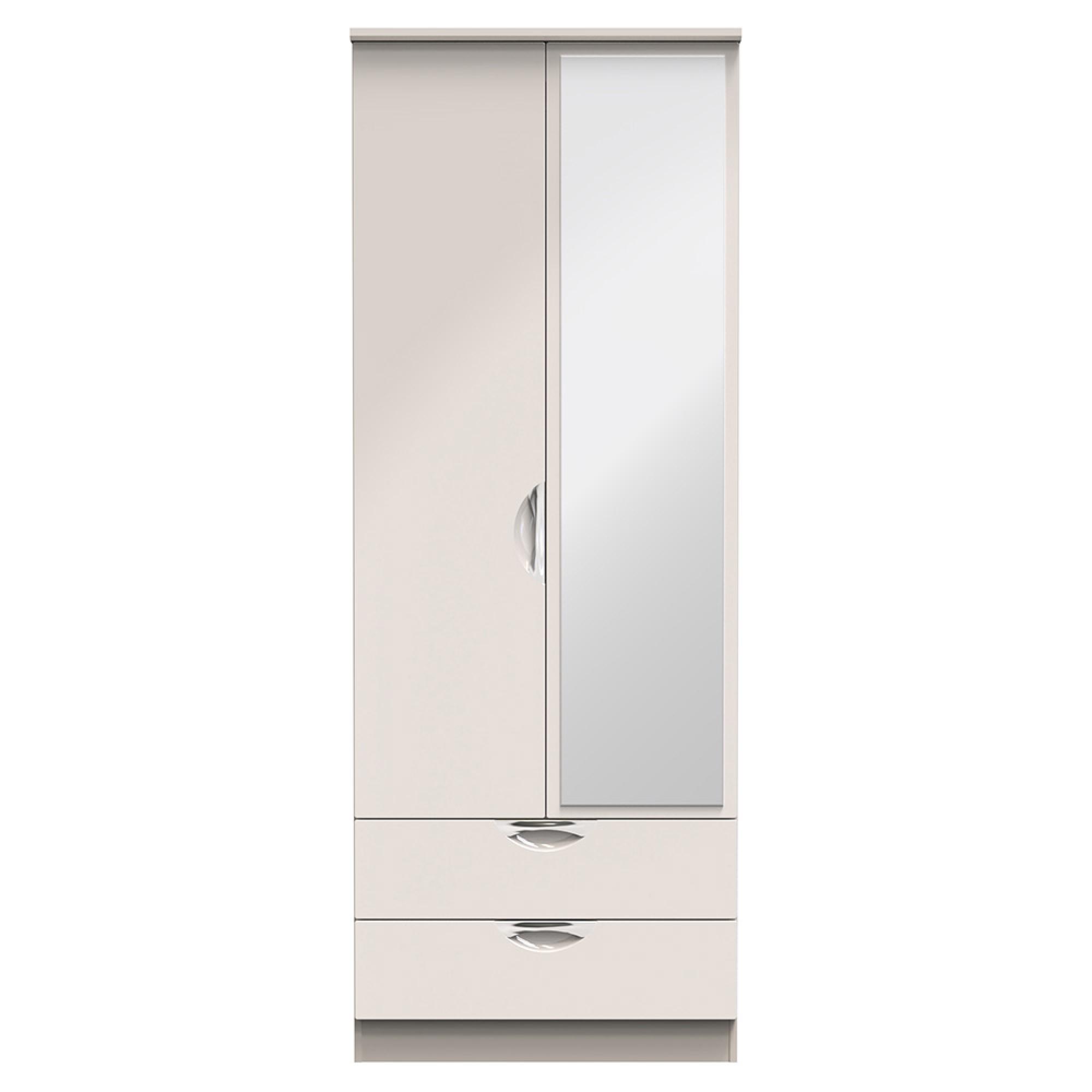 Camden Wardrobe - 2 Door - Combi with 1 Mirror - Cashmere