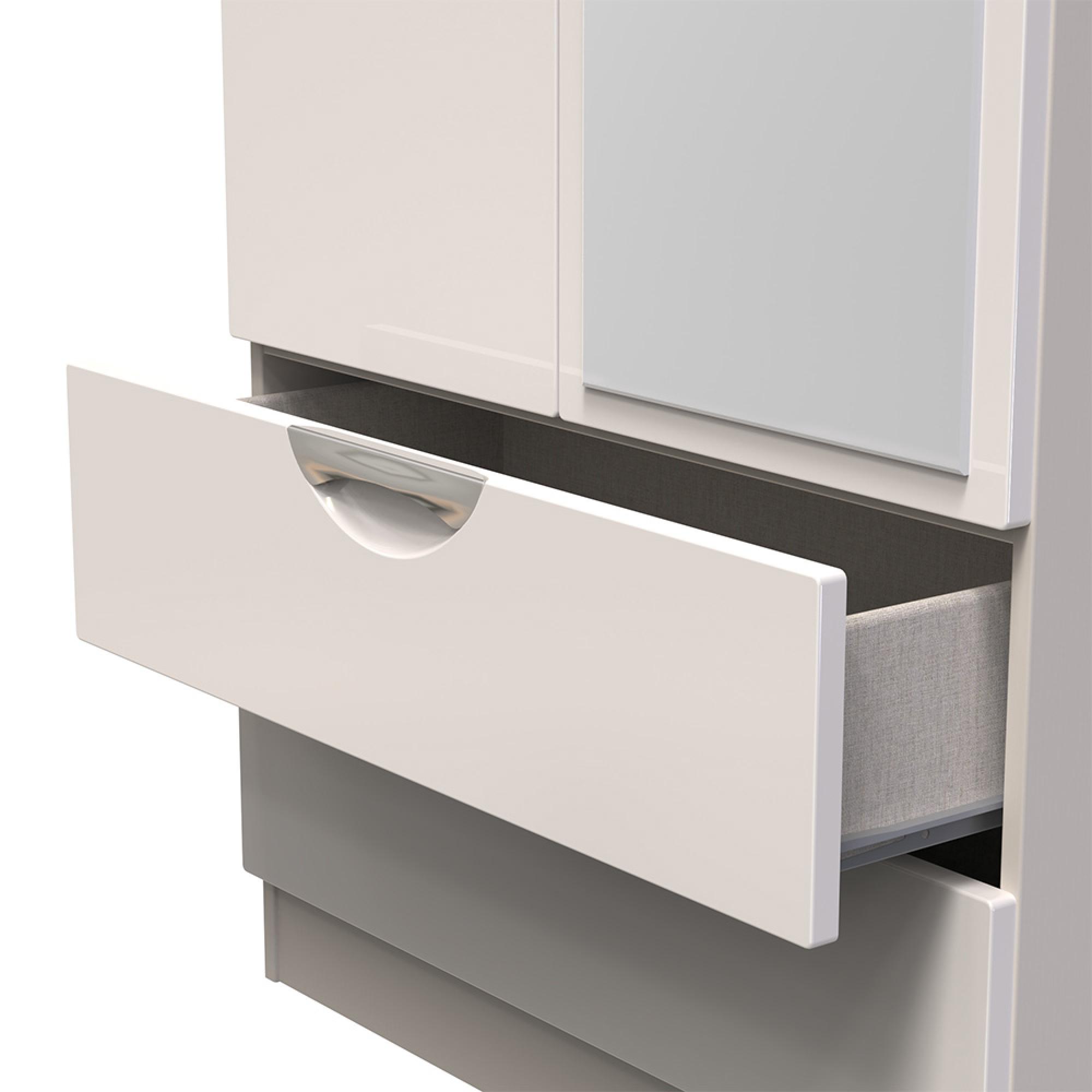 Camden Wardrobe - 2 Door - Combi with 1 Mirror - Cashmere