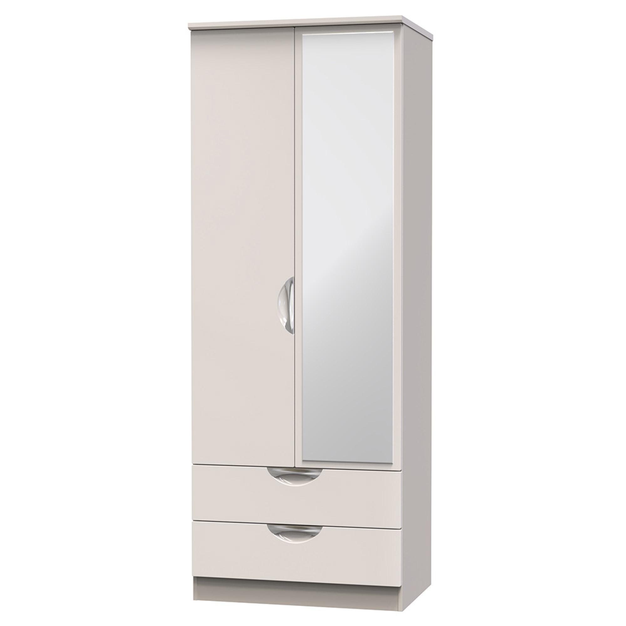 Camden Wardrobe - 2 Door - Tall Combi with 1 Mirror - Cashmere