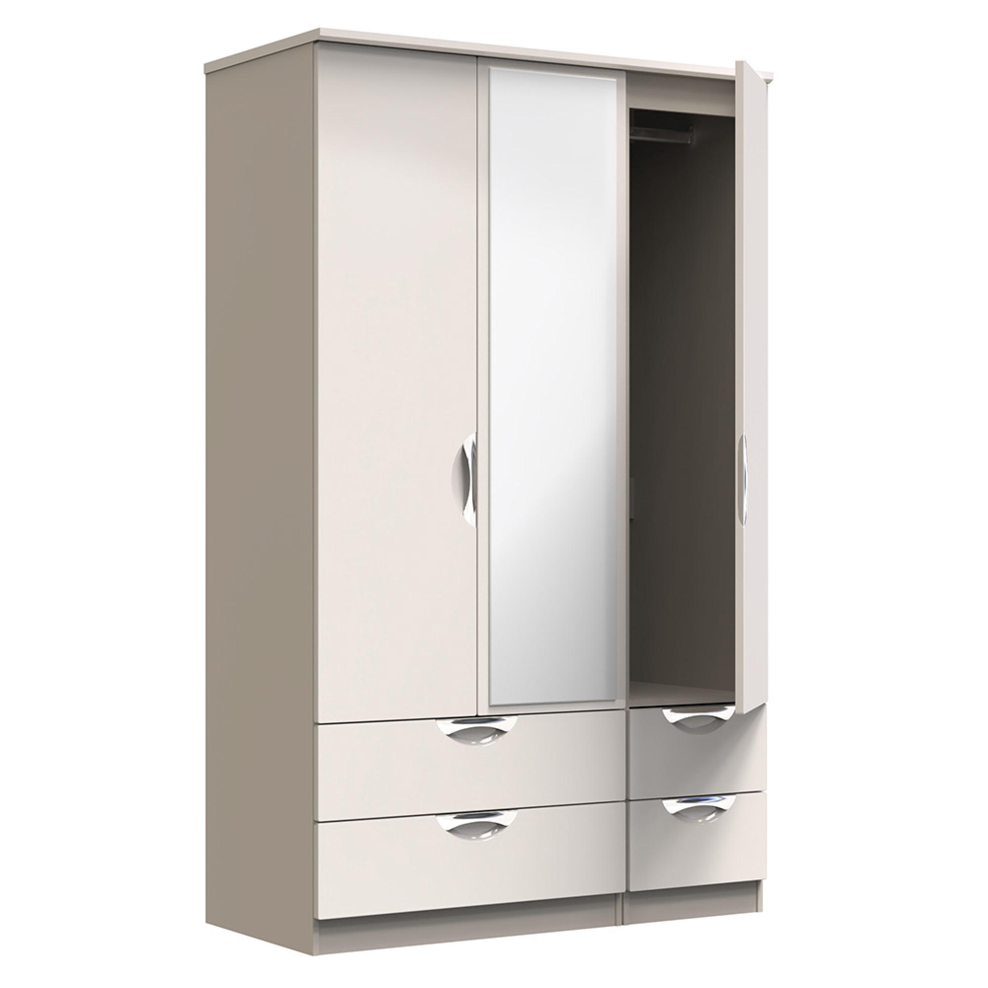 Camden Wardrobe - 3 Door - Combi with 1 Mirror - Cashmere