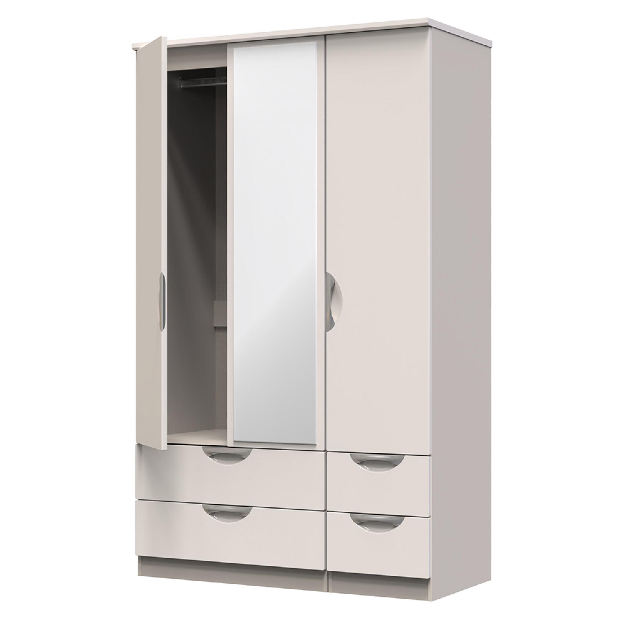 Camden Wardrobe - 3 Door - Combi with 1 Mirror - Cashmere