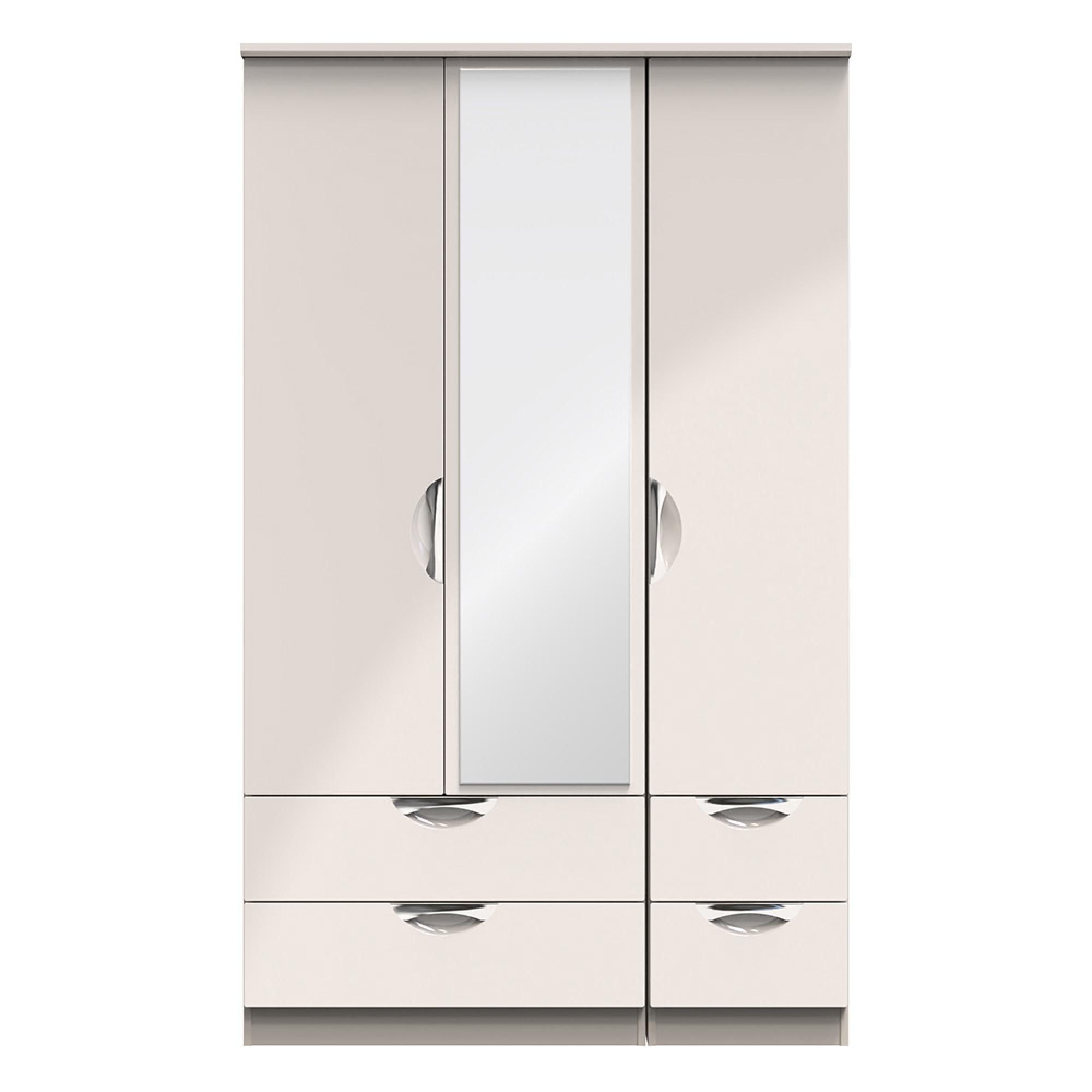 Camden Wardrobe - 3 Door - Combi with 1 Mirror - Cashmere