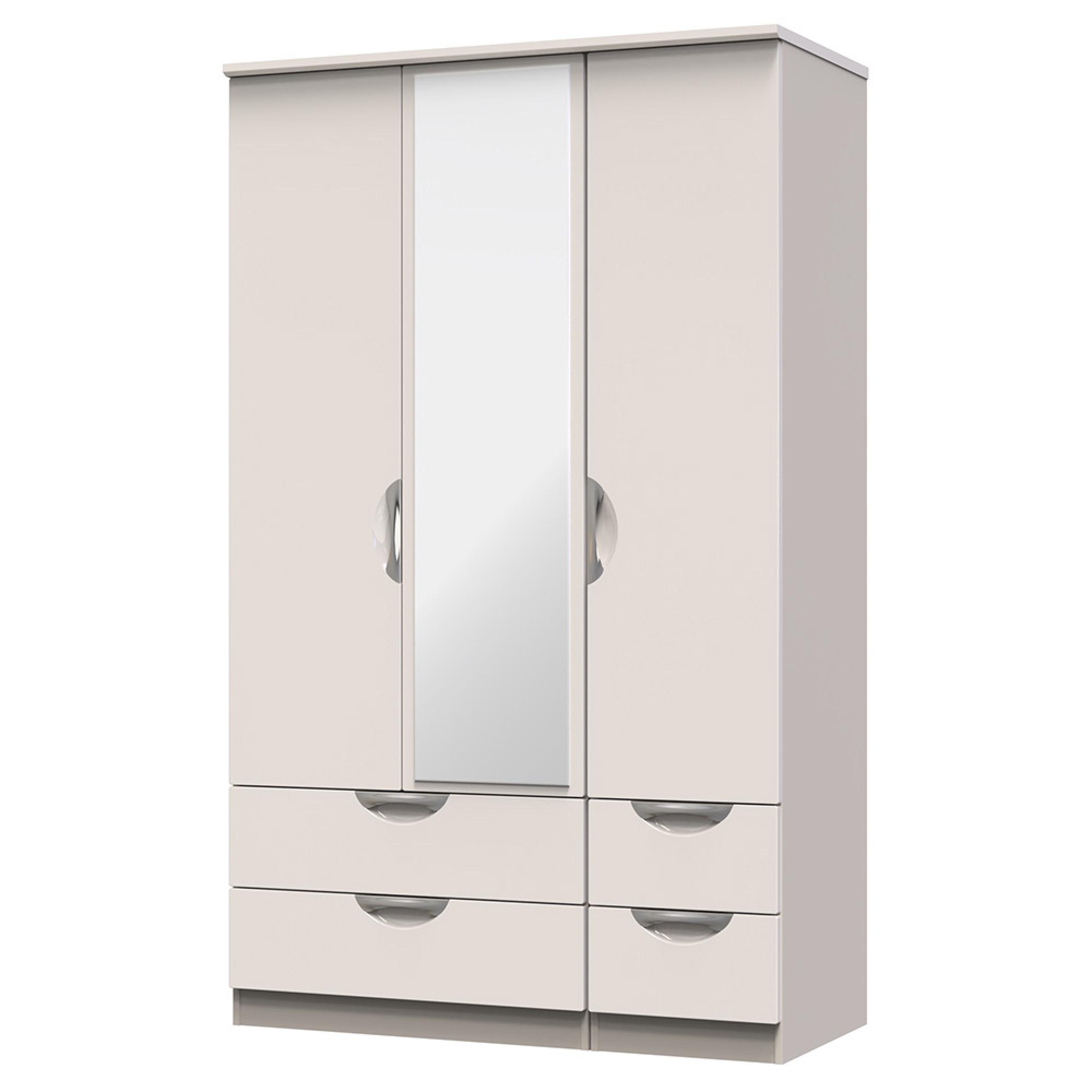 Camden Wardrobe - 3 Door - Combi with 1 Mirror - Cashmere