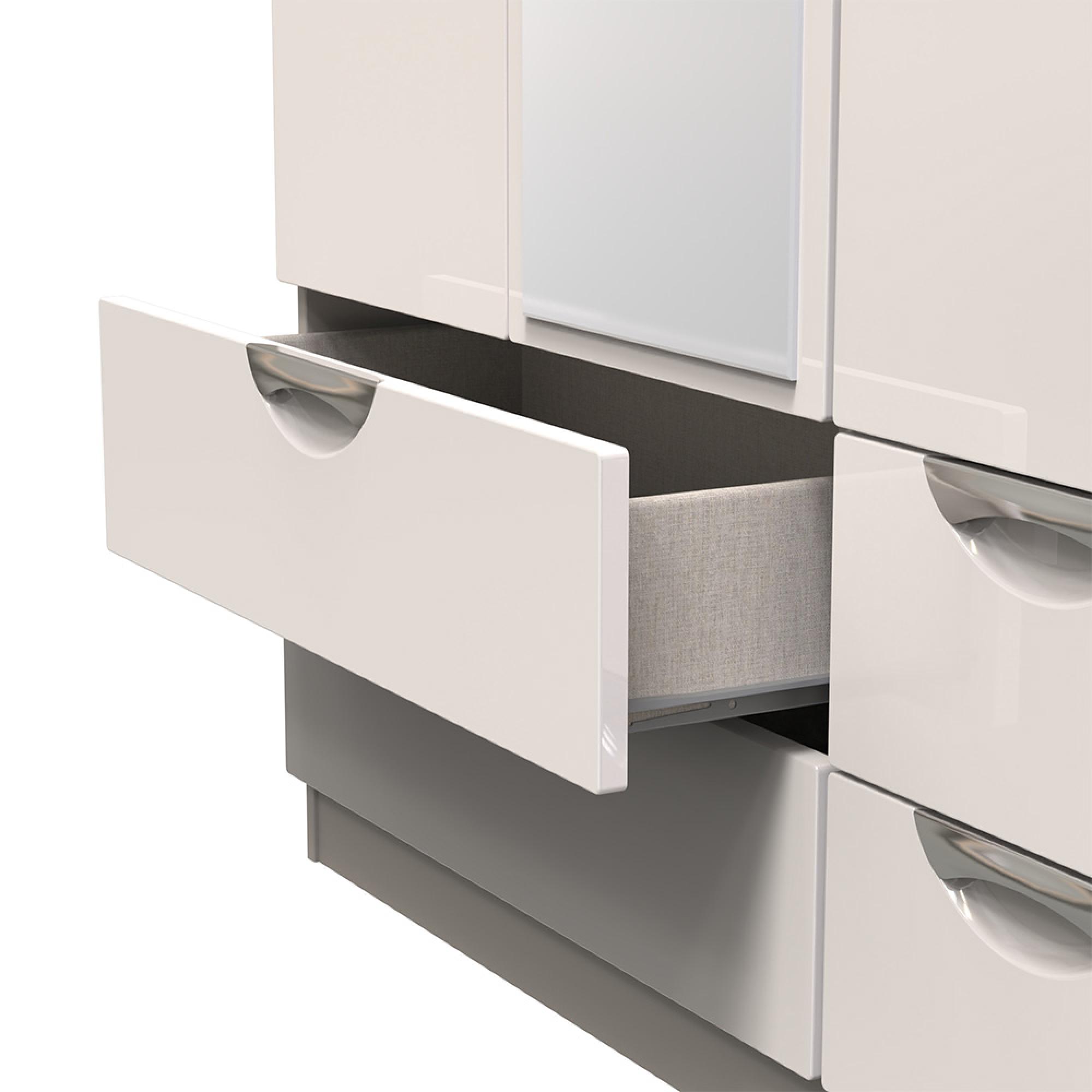 Camden Wardrobe - 3 Door - Combi with 1 Mirror - Cashmere