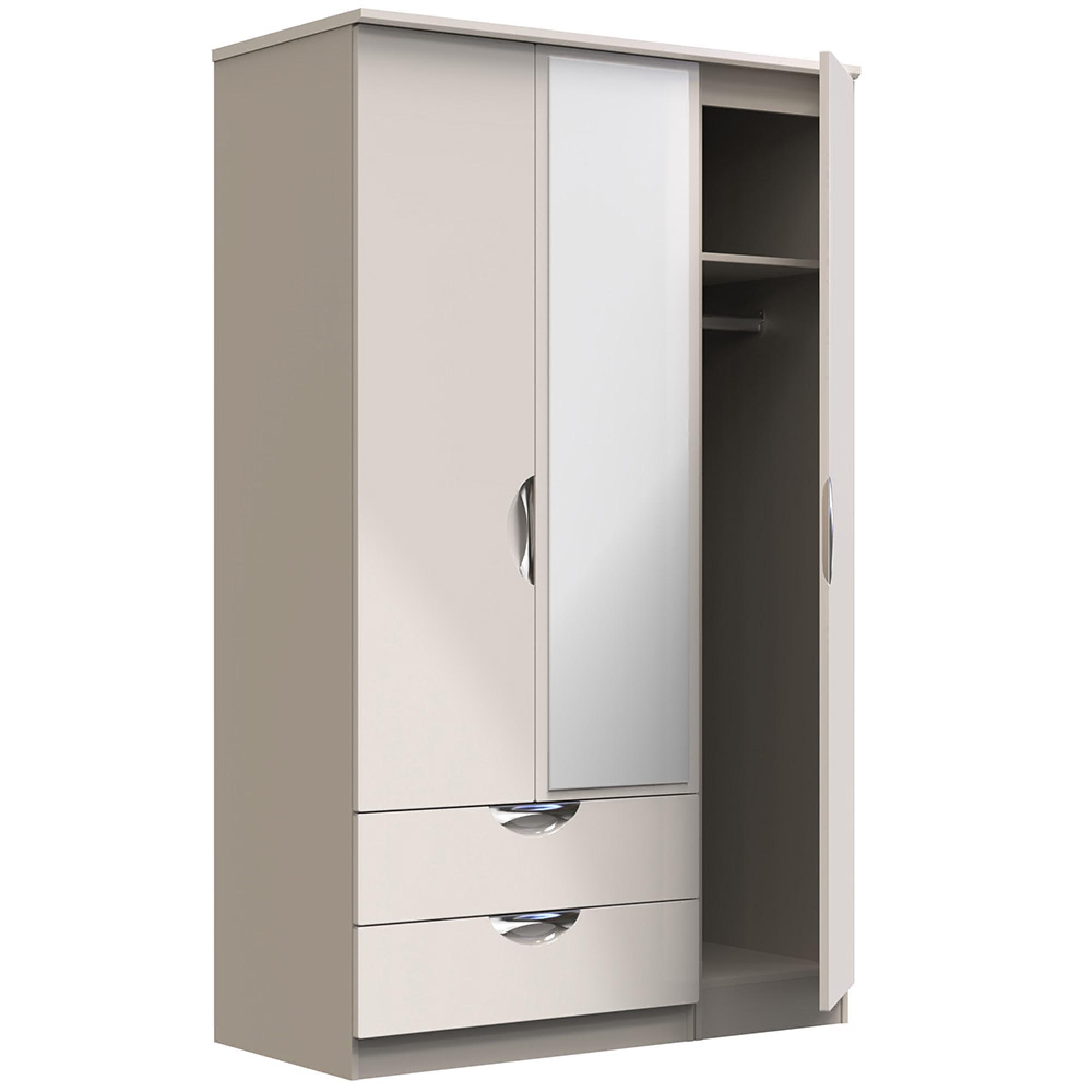 Camden Wardrobe - 3 Door - Combi with 1 Mirror - LHF 2 Drawers - Cashmere