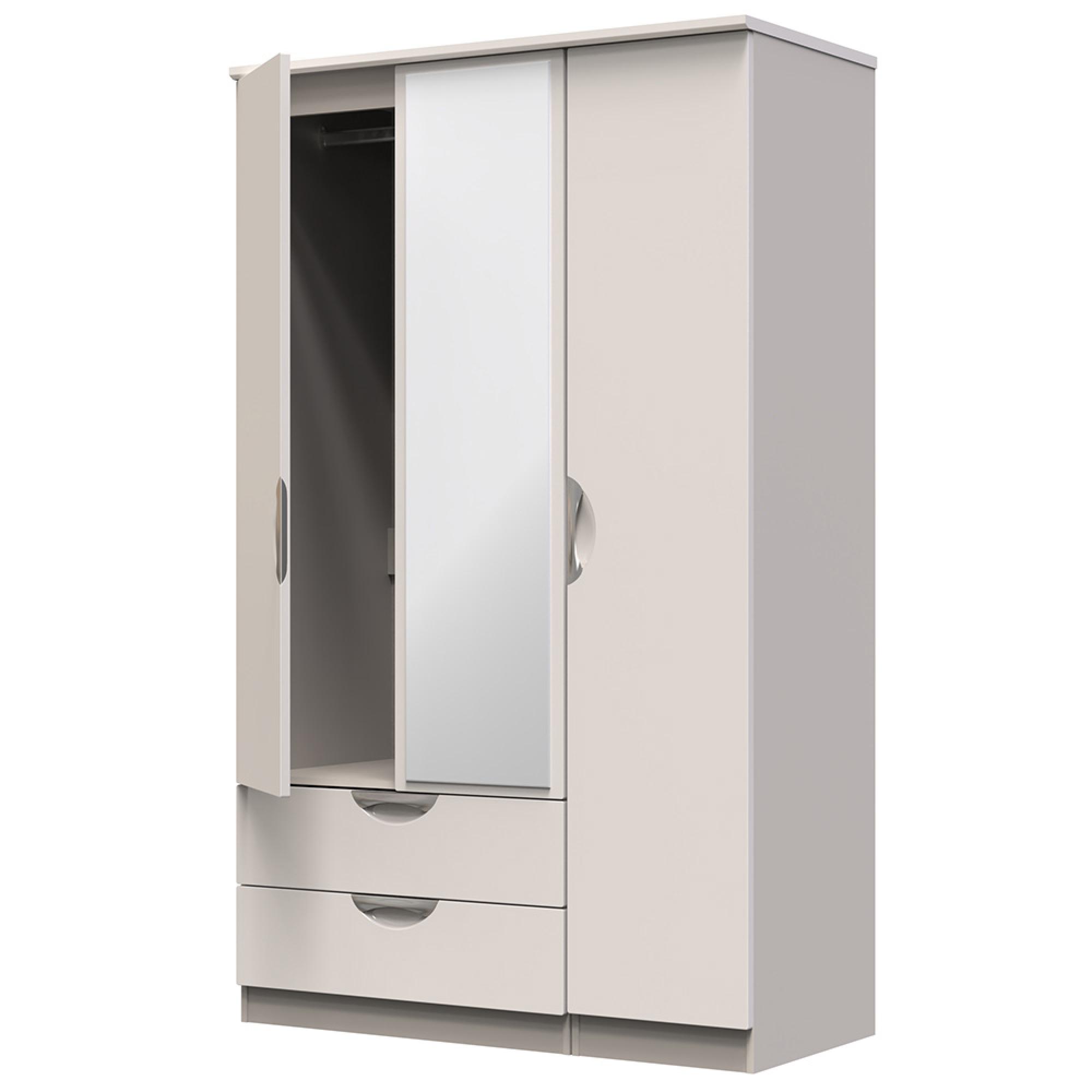 Camden Wardrobe - 3 Door - Combi with 1 Mirror - LHF 2 Drawers - Cashmere