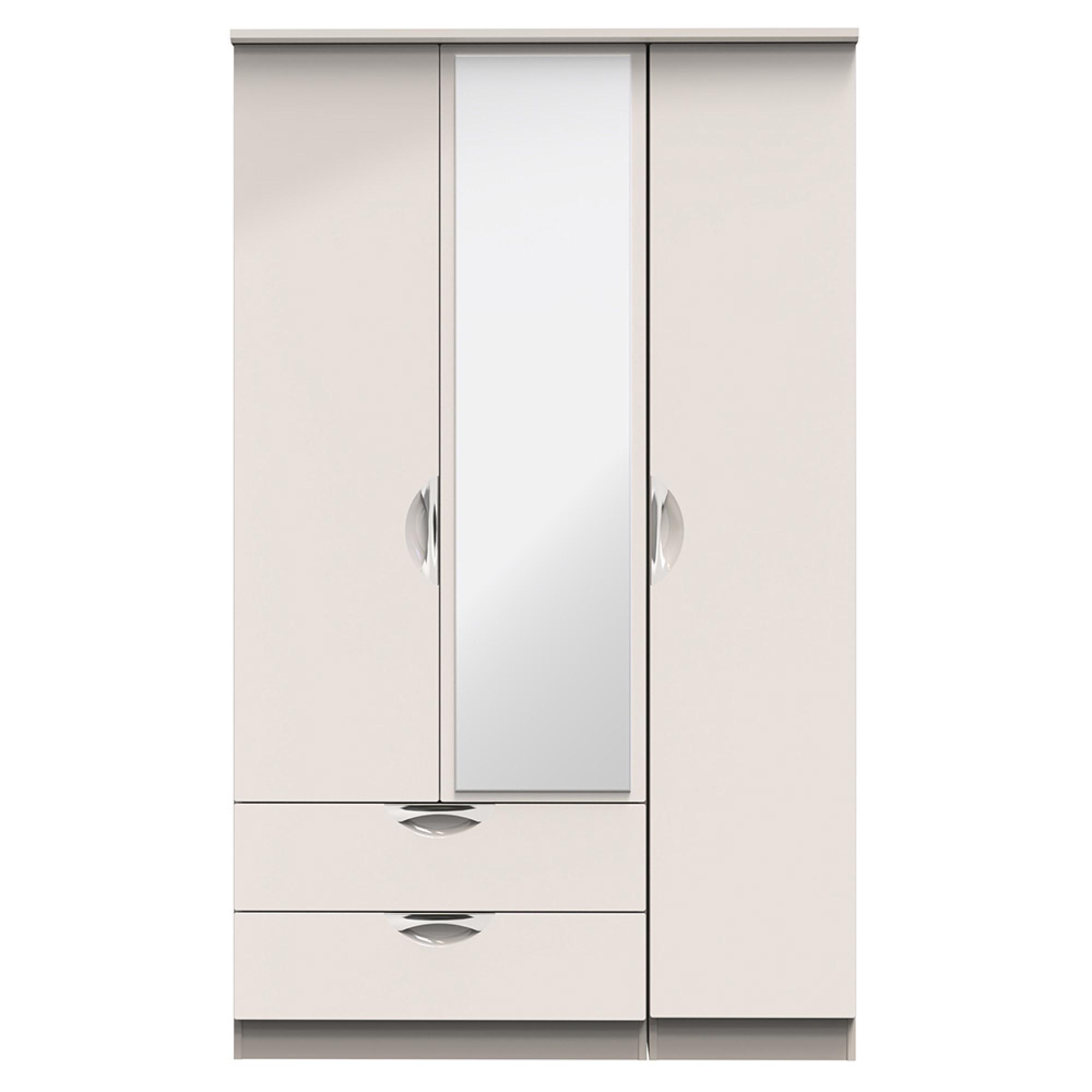 Camden Wardrobe - 3 Door - Combi with 1 Mirror - LHF 2 Drawers - Cashmere