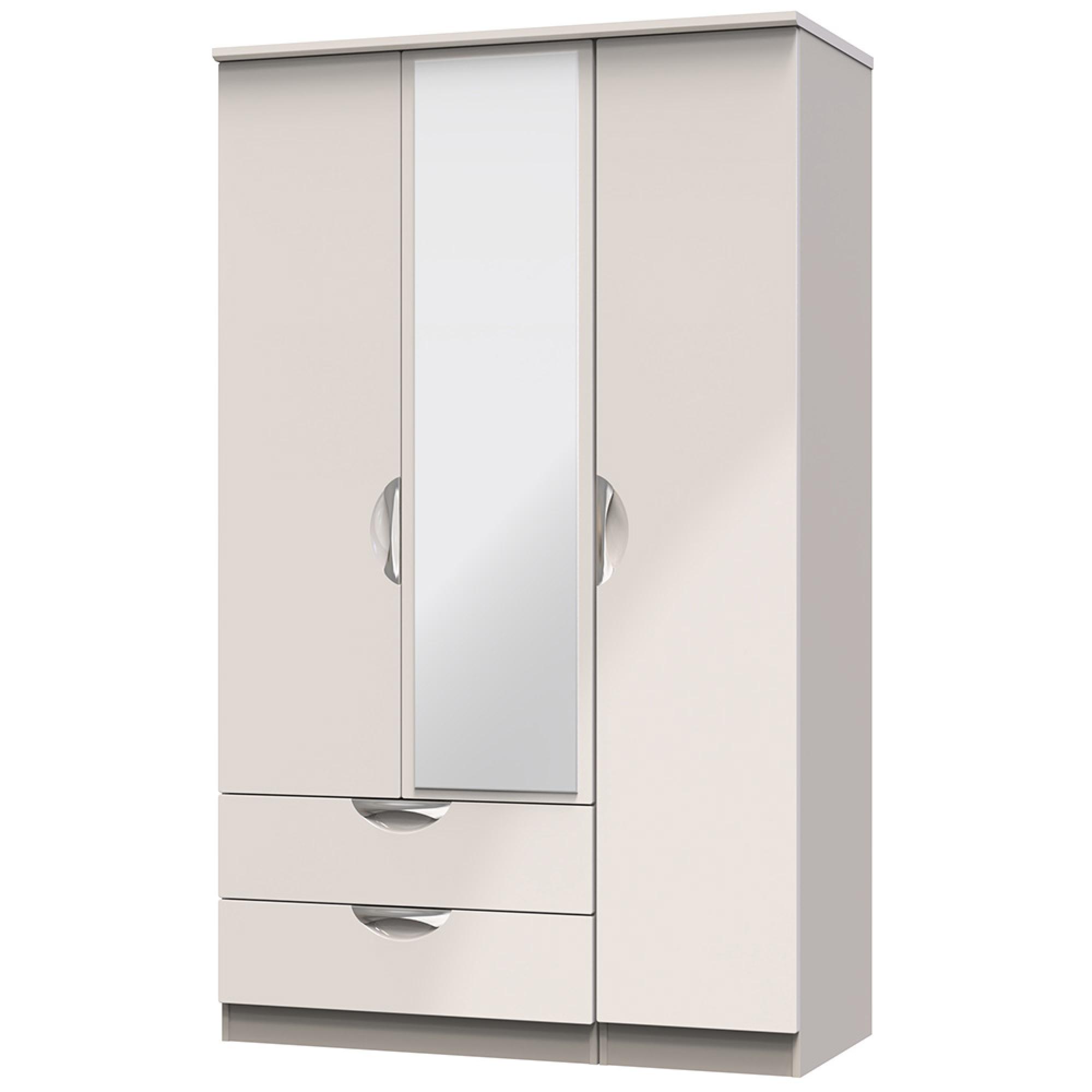Camden Wardrobe - 3 Door - Combi with 1 Mirror - LHF 2 Drawers - Cashmere