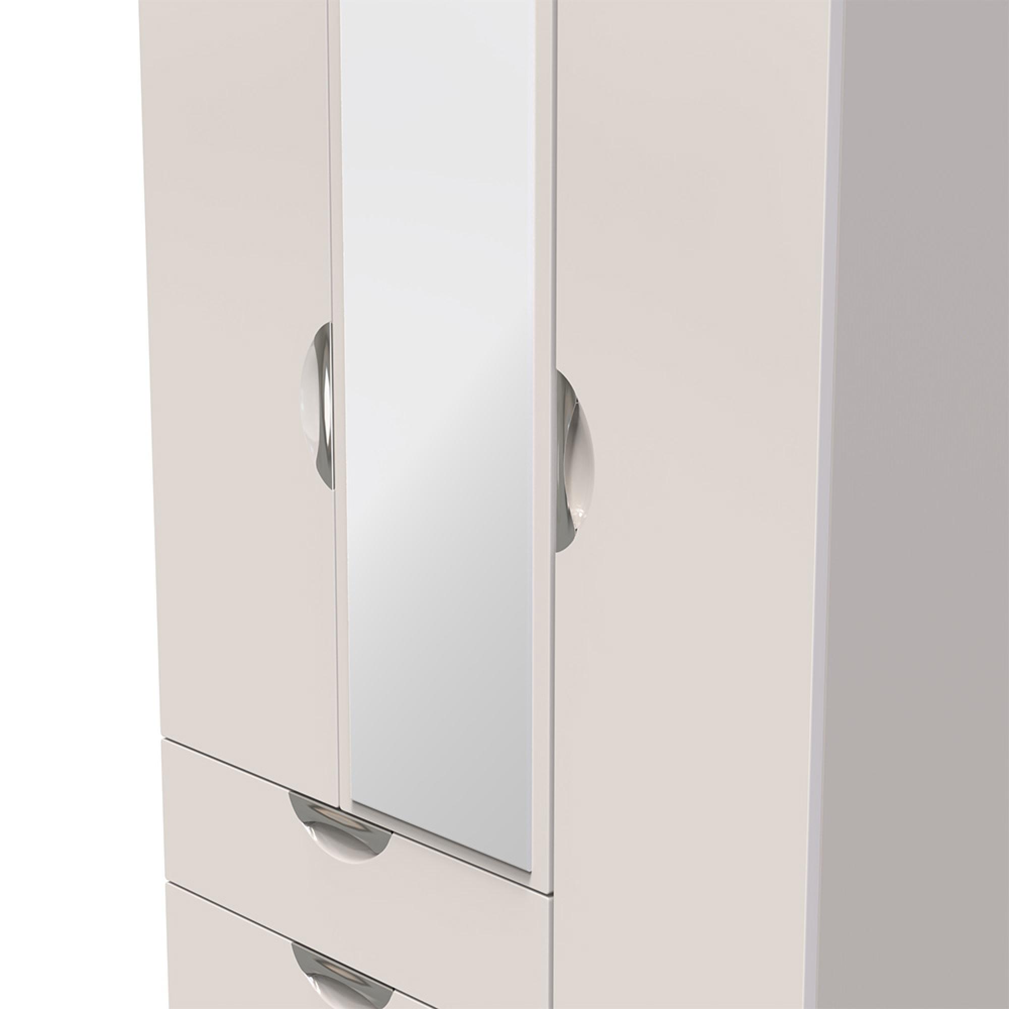 Camden Wardrobe - 3 Door - Combi with 1 Mirror - LHF 2 Drawers - Cashmere