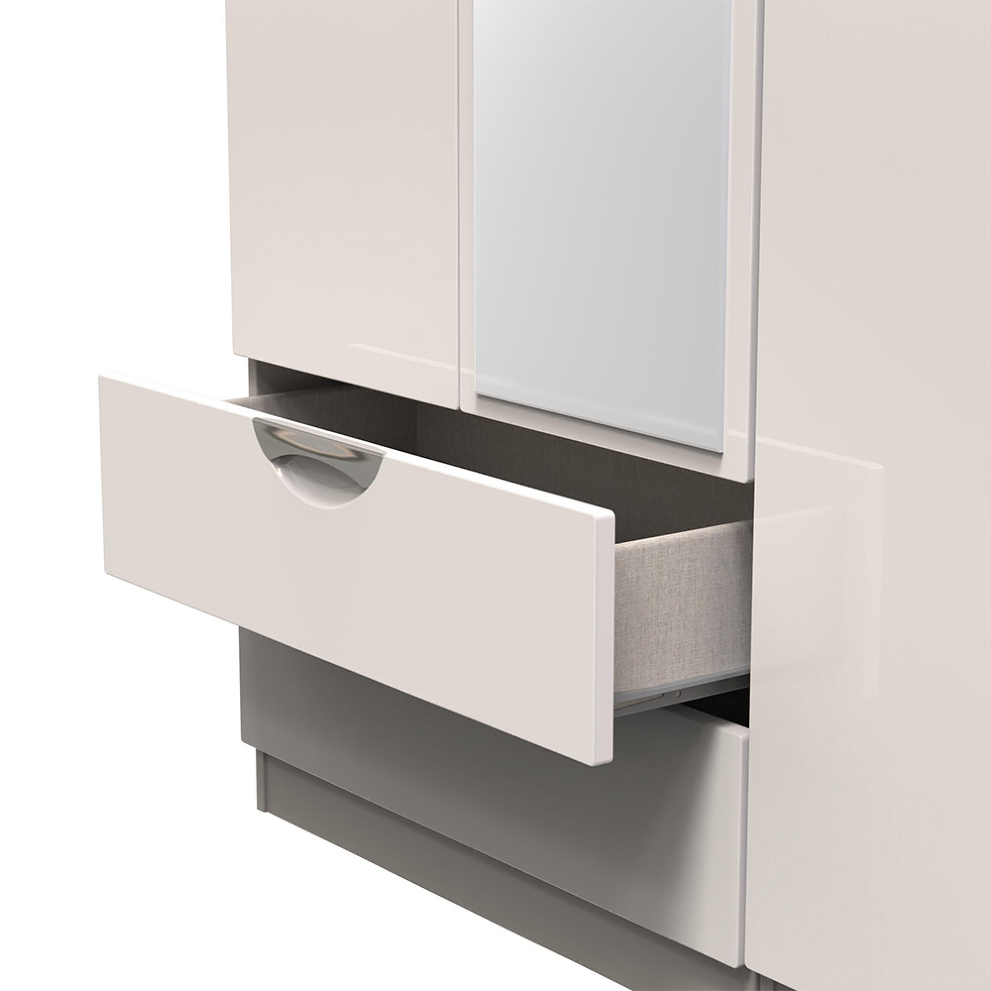 Camden Wardrobe - 3 Door - Combi with 1 Mirror - LHF 2 Drawers - Cashmere