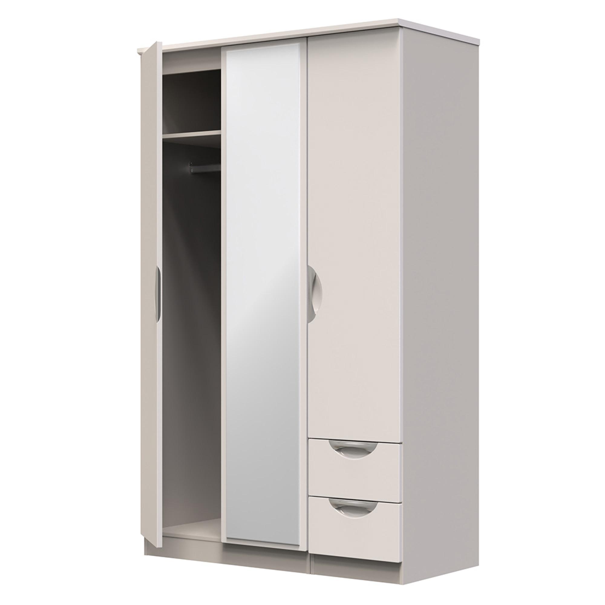 Camden Wardrobe - 3 Door - Combi with 1 Mirror - RHF 2 Drawers - Cashmere