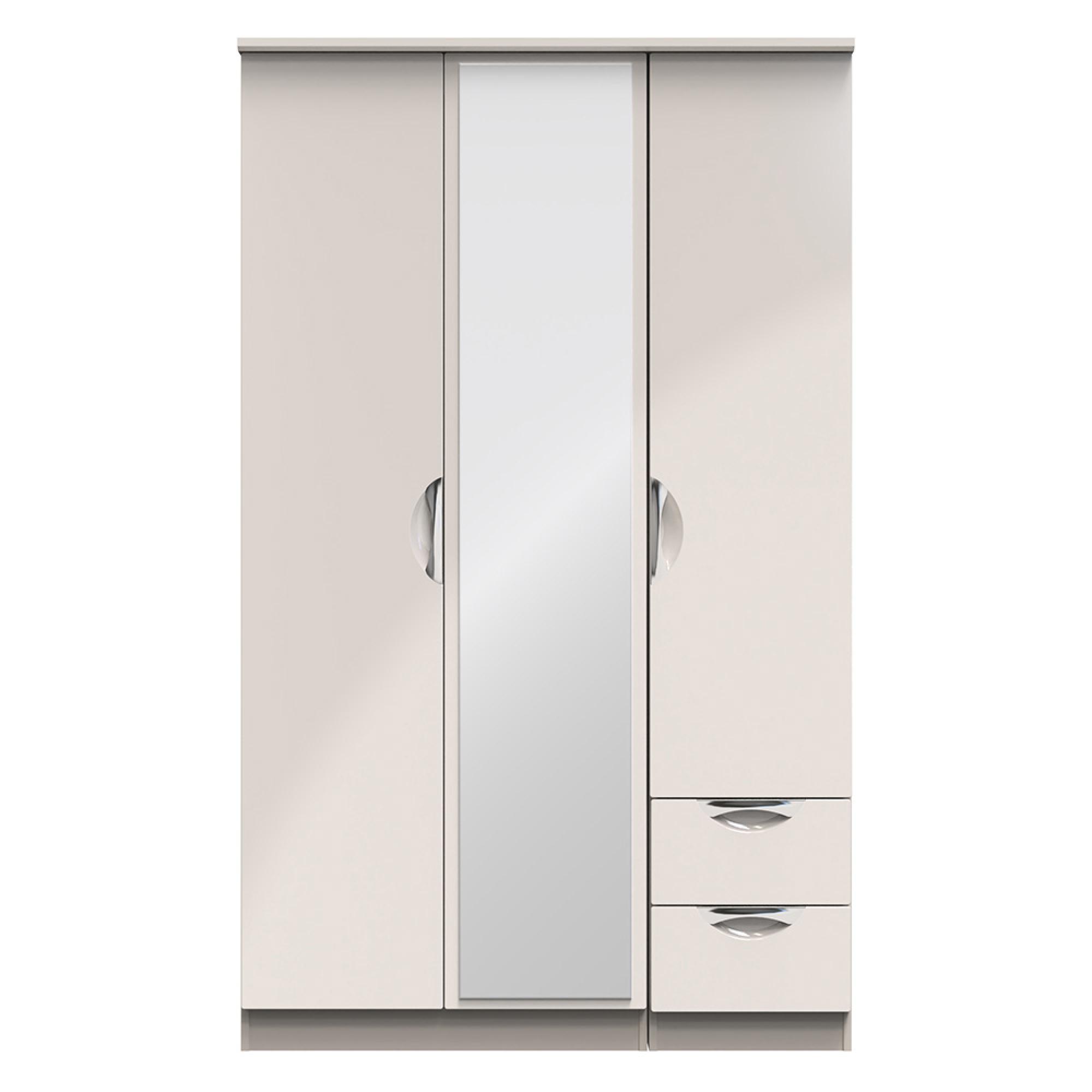 Camden Wardrobe - 3 Door - Combi with 1 Mirror - RHF 2 Drawers - Cashmere