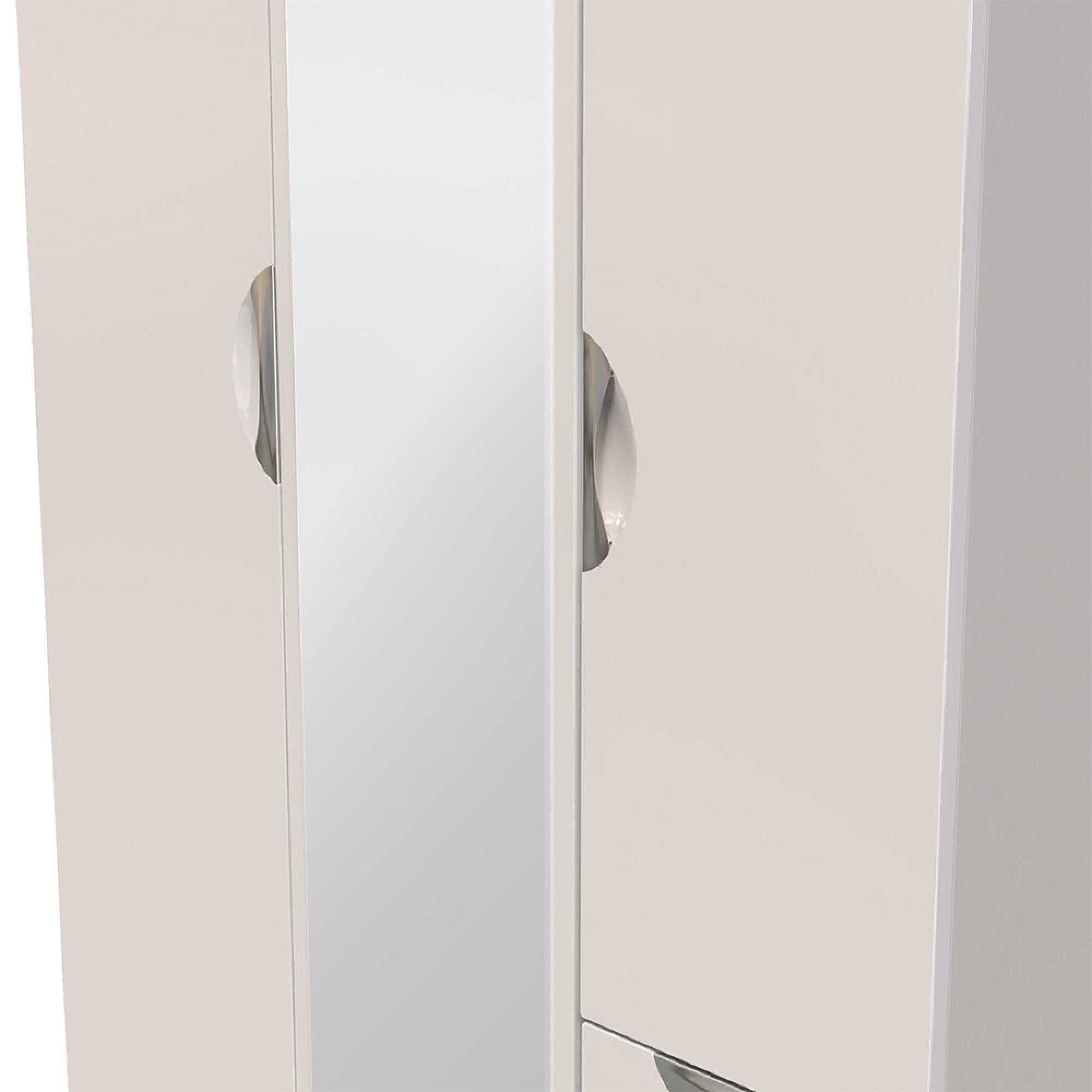 Camden Wardrobe - 3 Door - Combi with 1 Mirror - RHF 2 Drawers - Cashmere