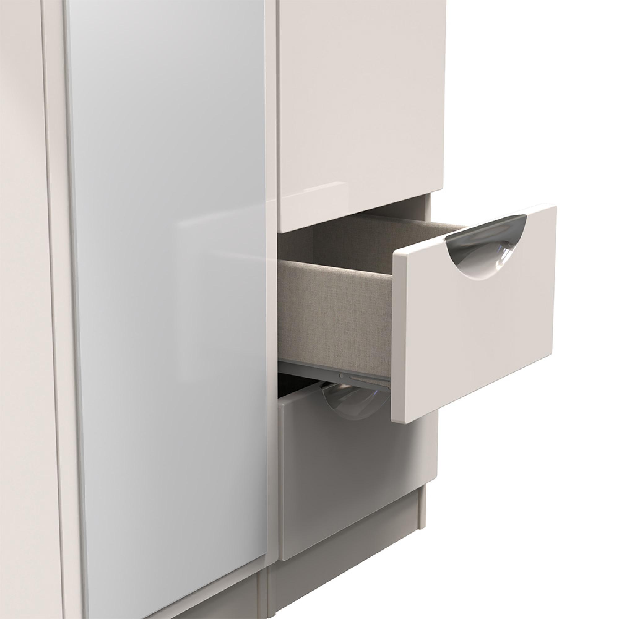 Camden Wardrobe - 3 Door - Combi with 1 Mirror - RHF 2 Drawers - Cashmere