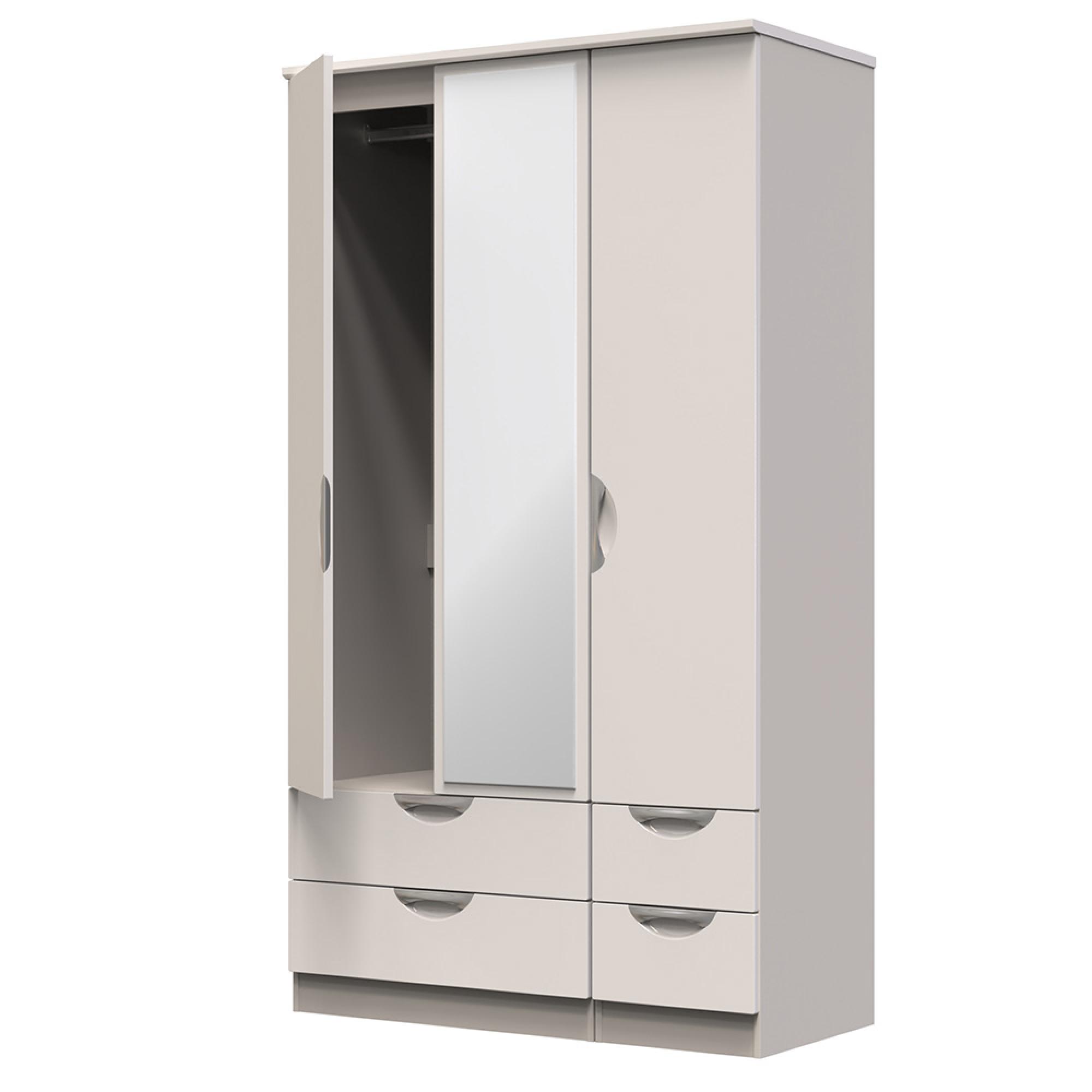 Camden Wardrobe - 3 Door - Tall Combi with 1 Mirror - Cashmere