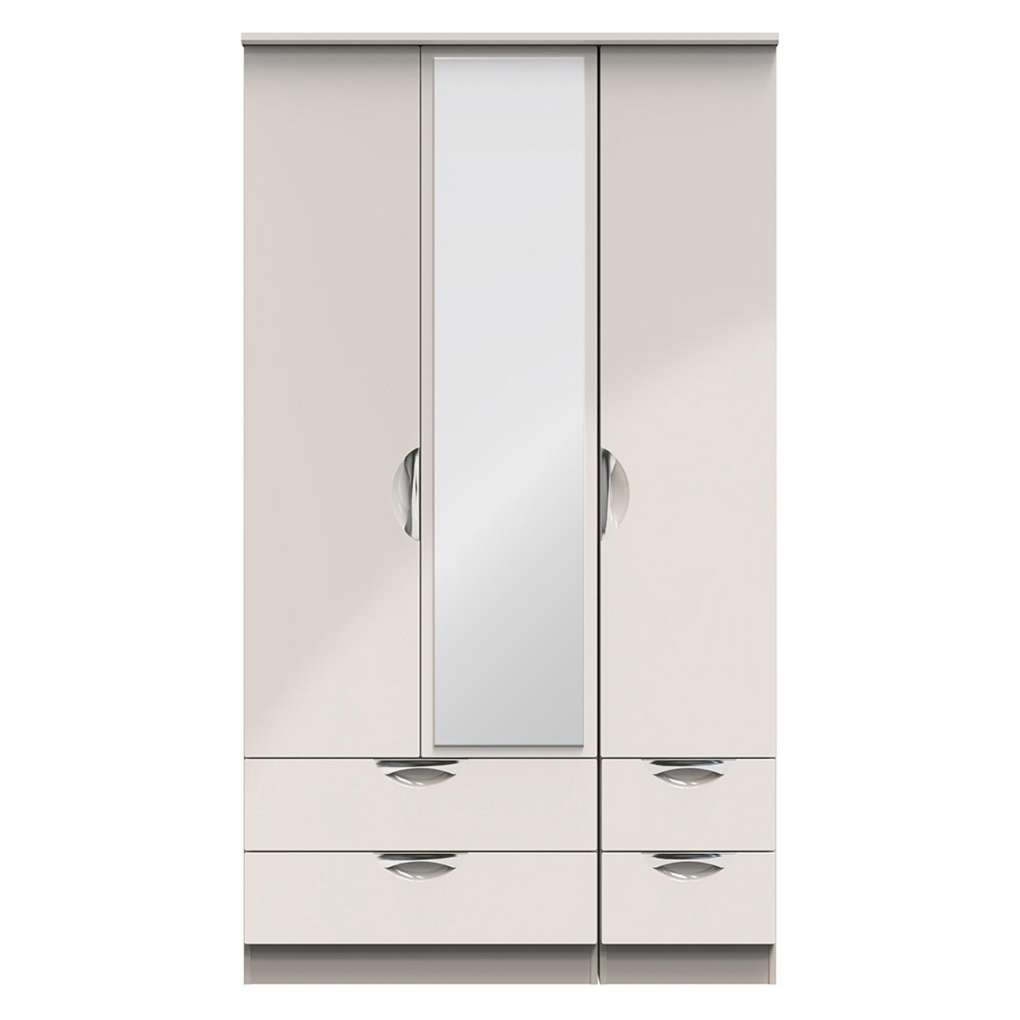 Camden Wardrobe - 3 Door - Tall Combi with 1 Mirror - Cashmere