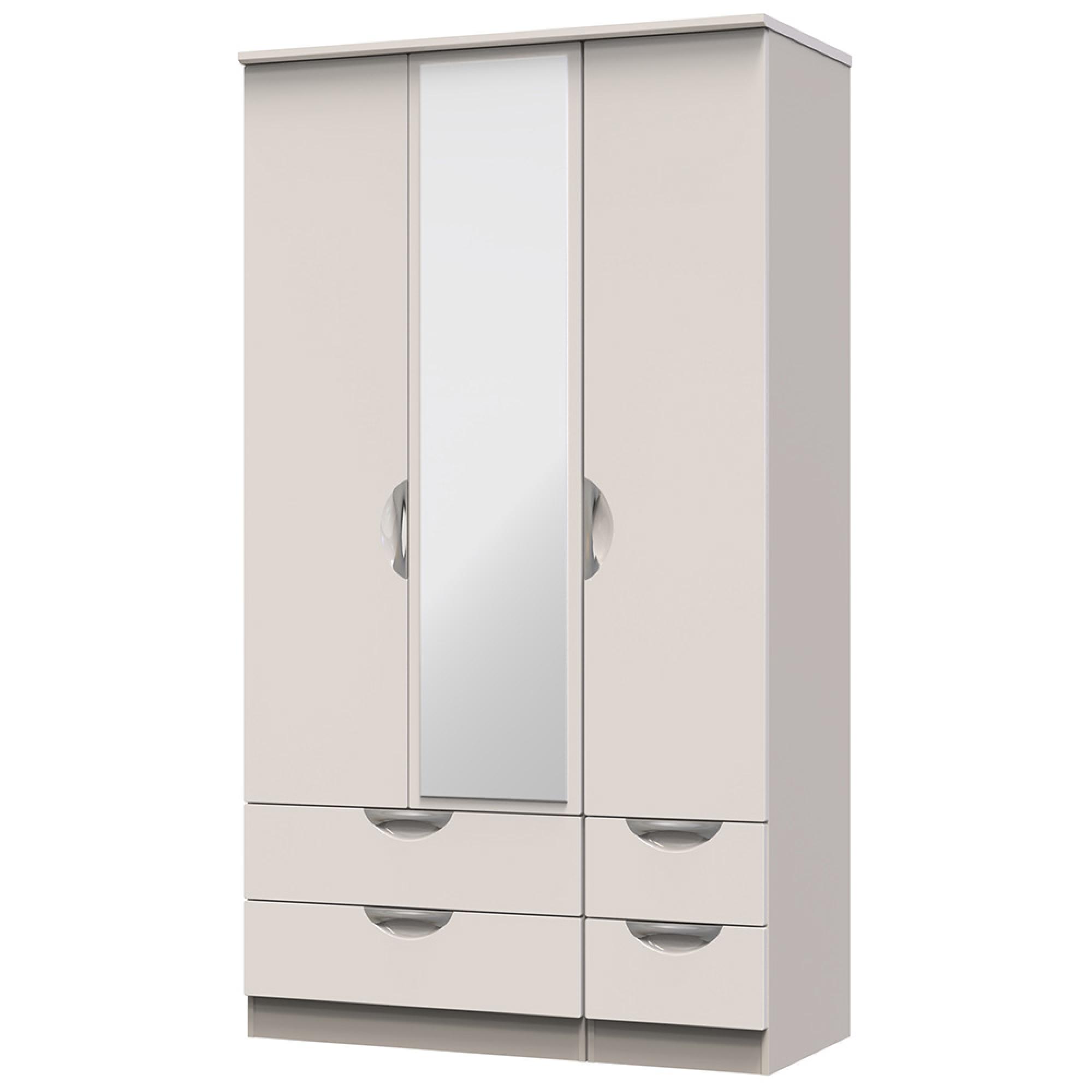 Camden Wardrobe - 3 Door - Tall Combi with 1 Mirror - Cashmere