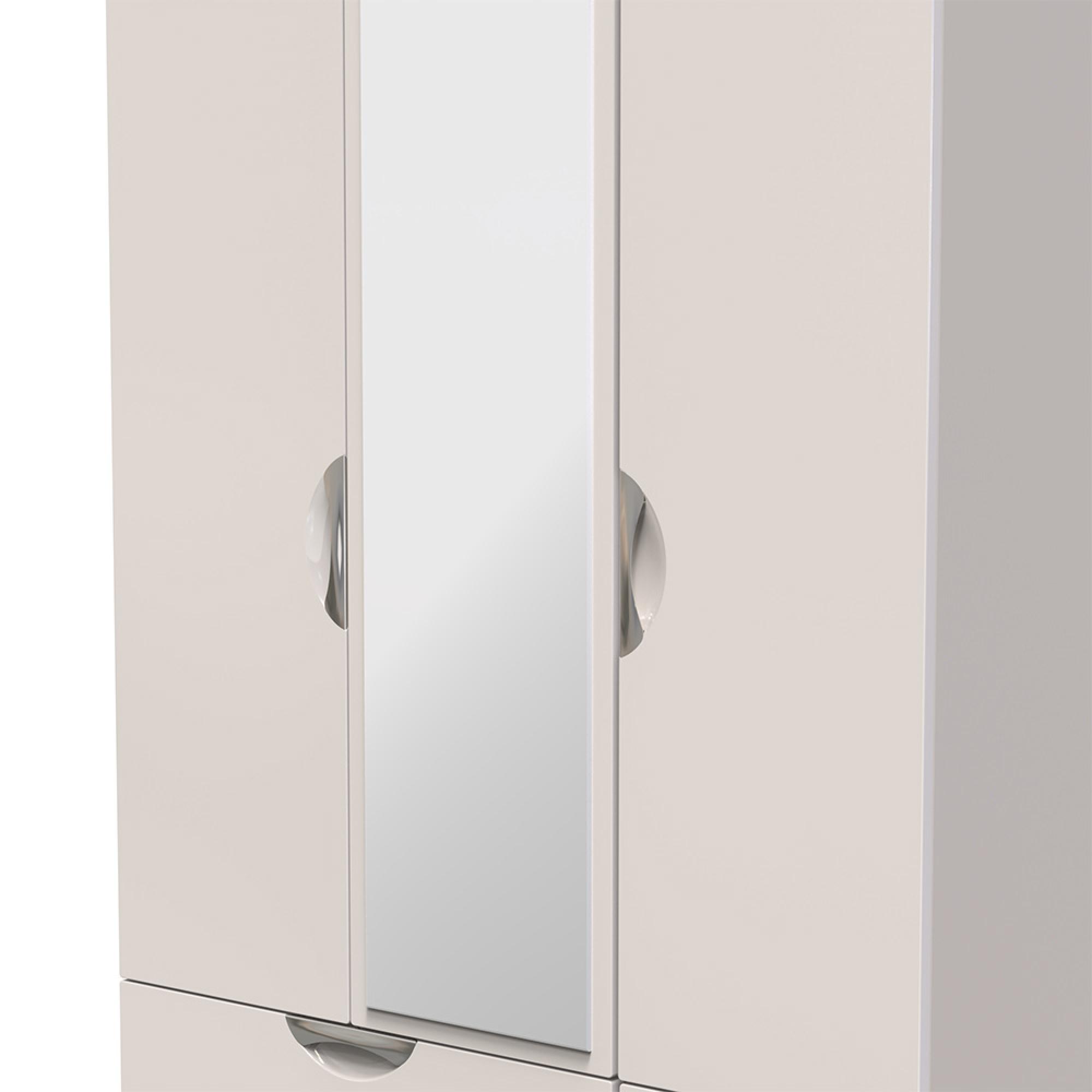 Camden Wardrobe - 3 Door - Tall Combi with 1 Mirror - Cashmere