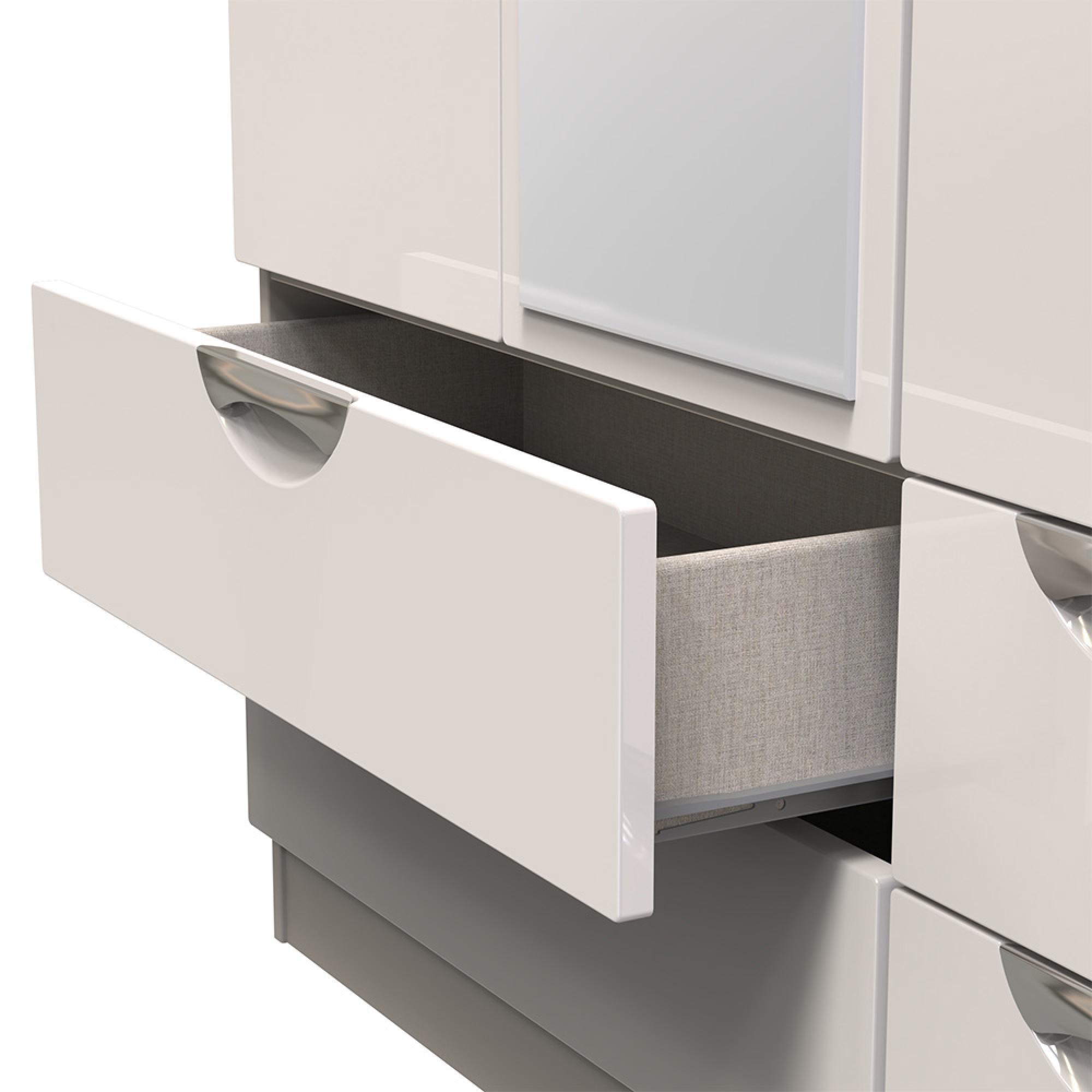 Camden Wardrobe - 3 Door - Tall Combi with 1 Mirror - Cashmere